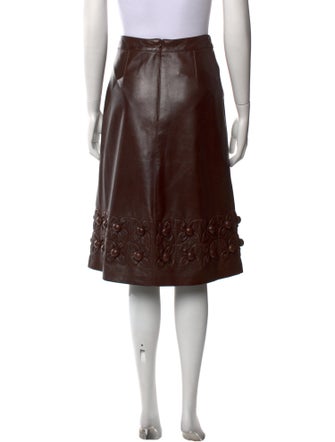 Oscar de la Renta Leather Knee-Length Skirt