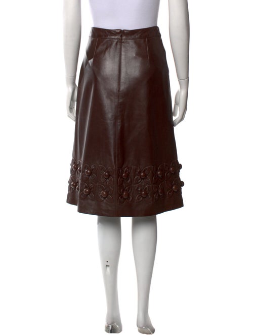 Oscar de la Renta Leather Knee-Length Skirt