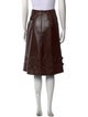 Oscar de la Renta Leather Knee-Length Skirt