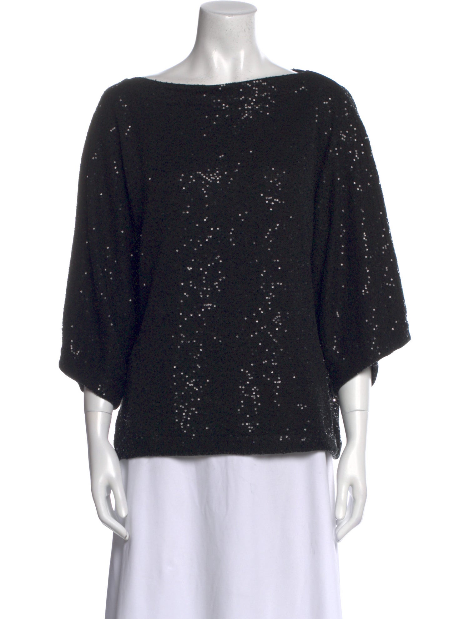 Oscar de la Renta Bateau Neckline Three-Quarter Sleeve Blouse