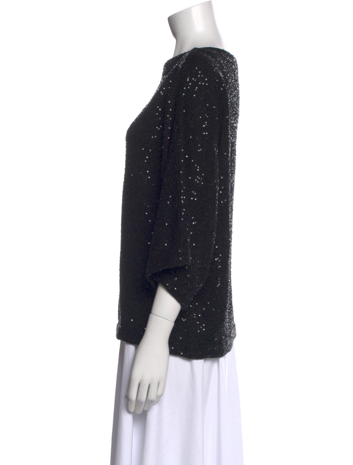 Oscar de la Renta Bateau Neckline Three-Quarter Sleeve Blouse