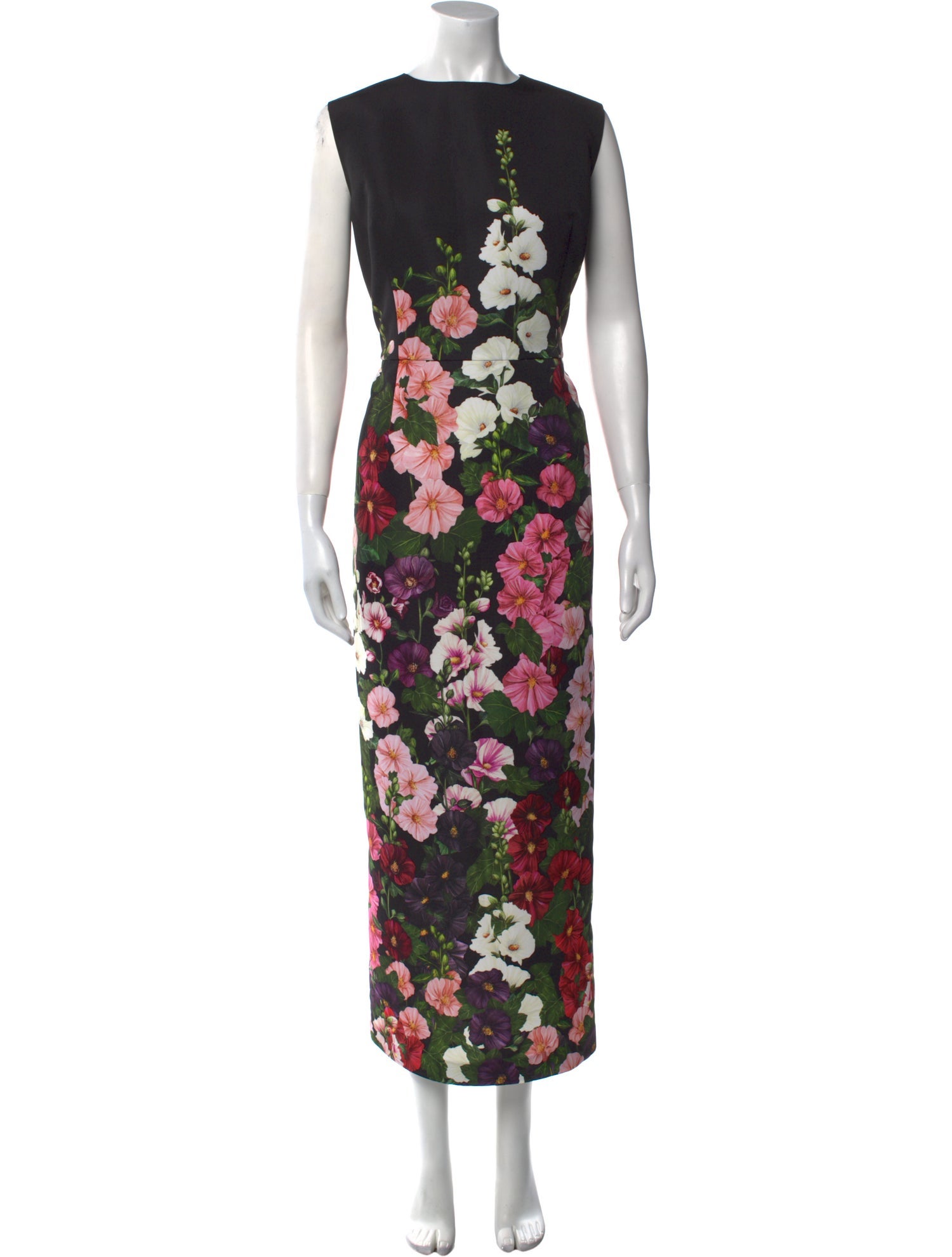 Oscar de la Renta Floral Print Midi Length Dress