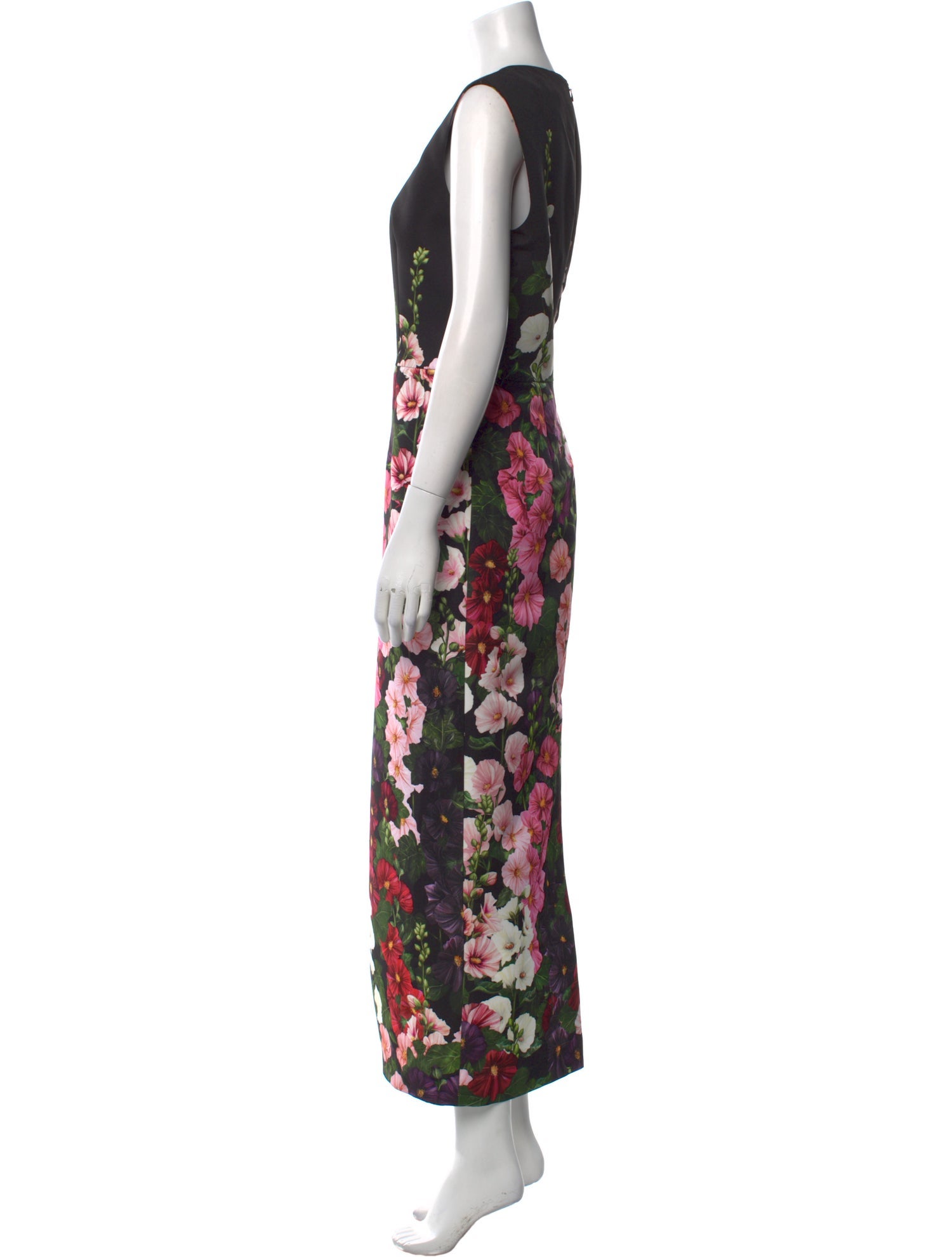 Oscar de la Renta Floral Print Midi Length Dress