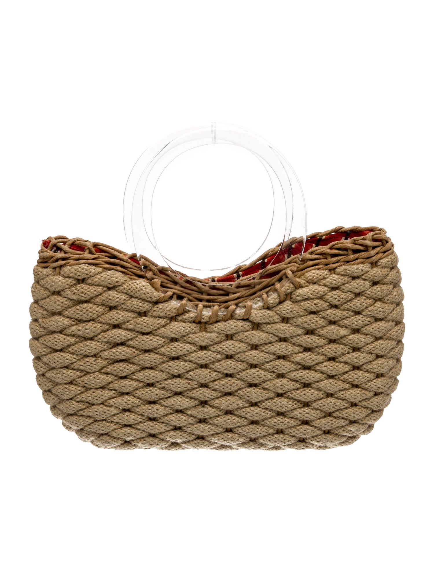 Oscar de la Renta Raffia Top Handle Bag