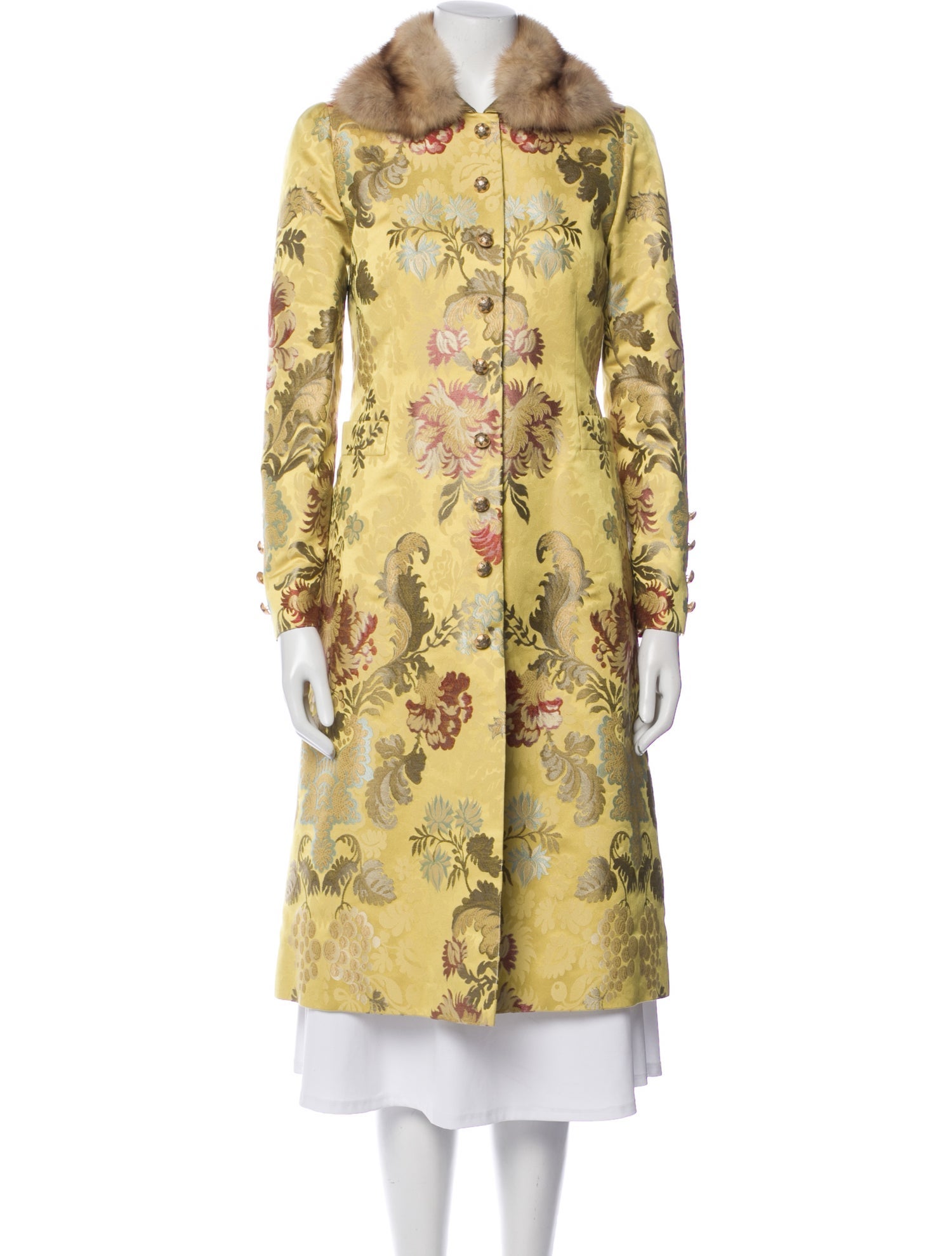 Oscar de la Renta Saks Fifth Avenue Floral Print Faux Fur Coat
