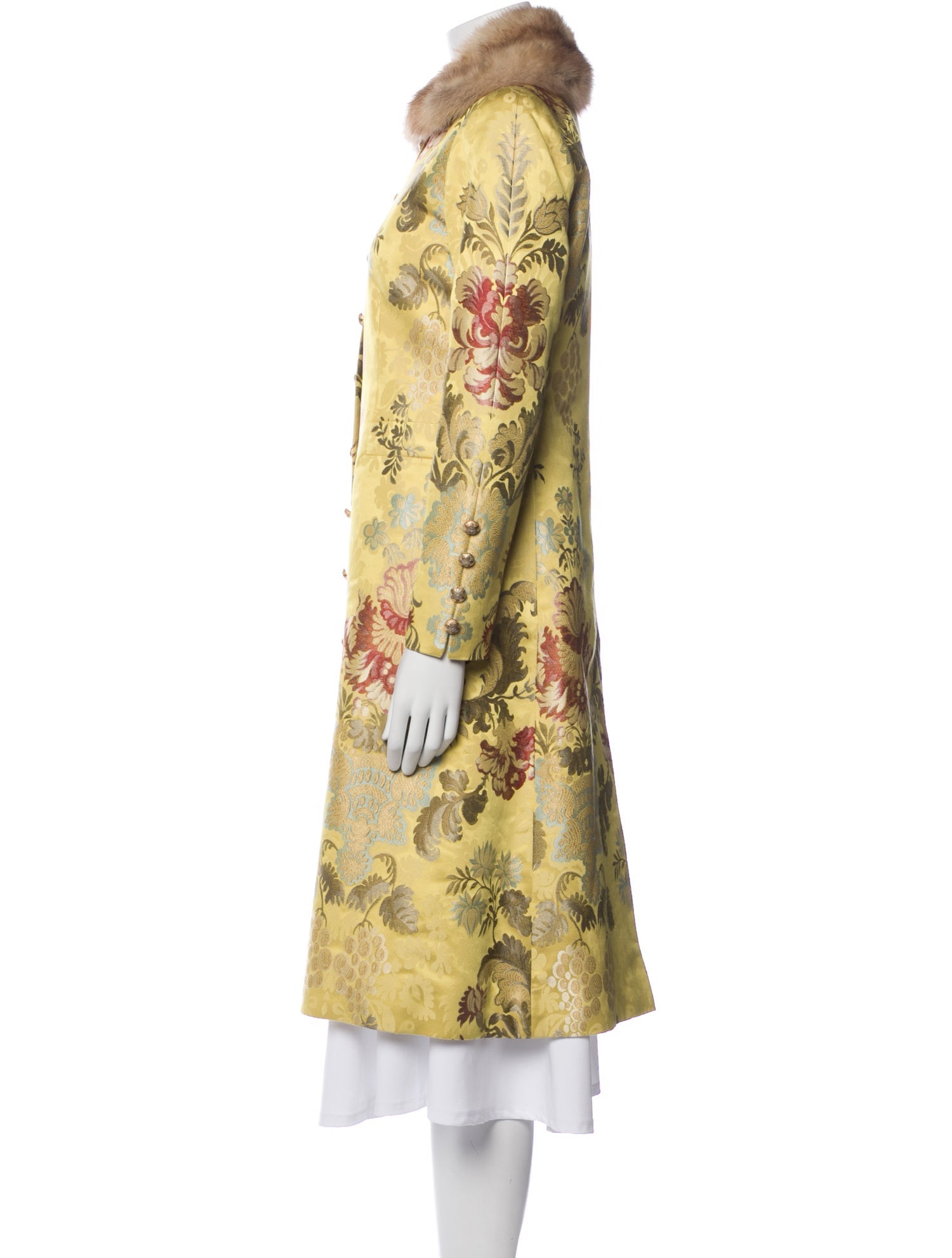 Oscar de la Renta Saks Fifth Avenue Floral Print Faux Fur Coat