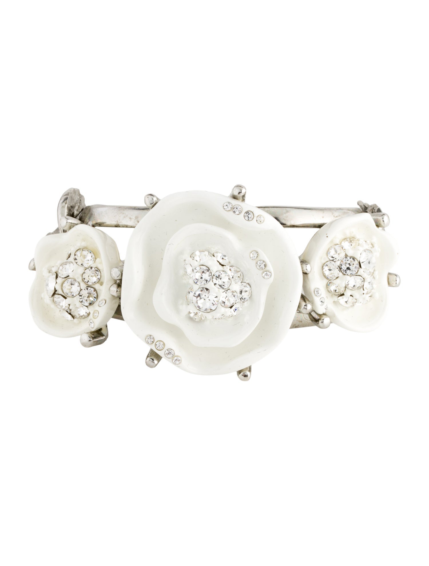 Oscar de la Renta Crystal & Floral Cuff Bracelet