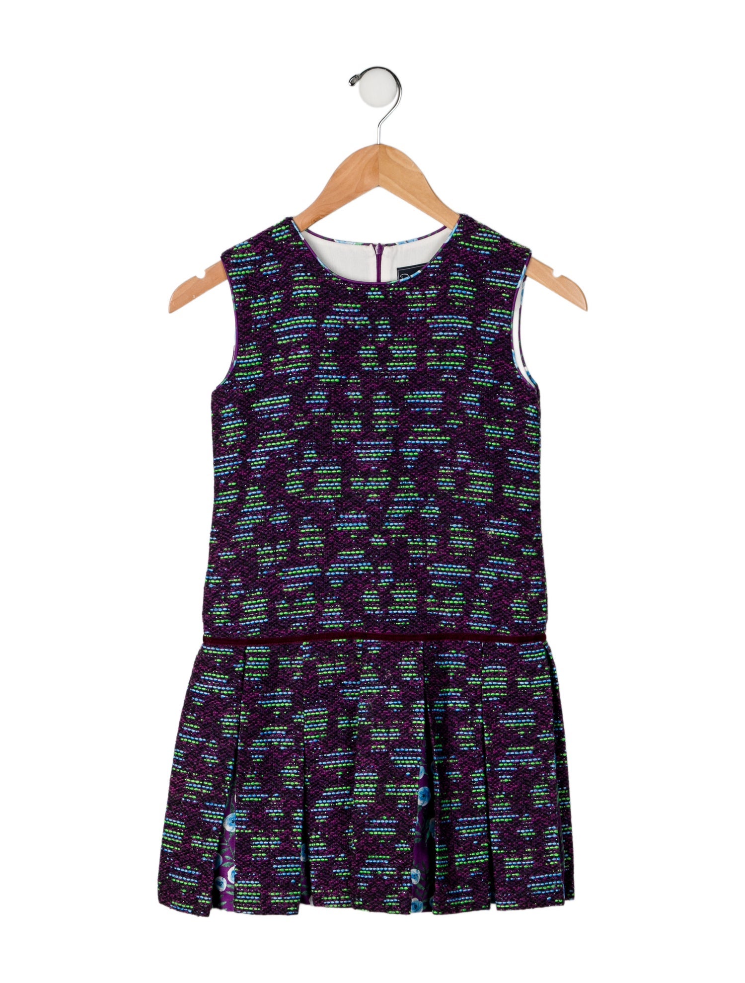 Oscar de la Renta Embroidered Short Sleeve Dress