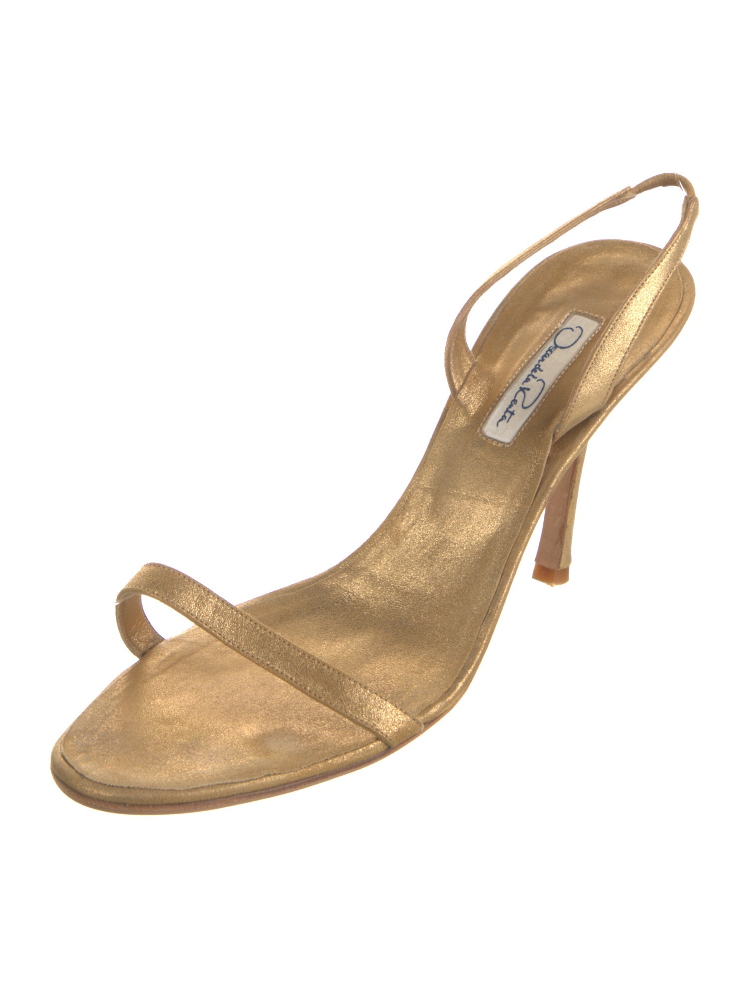 Oscar de la Renta Suede Beaded Accents Slingback Sandals