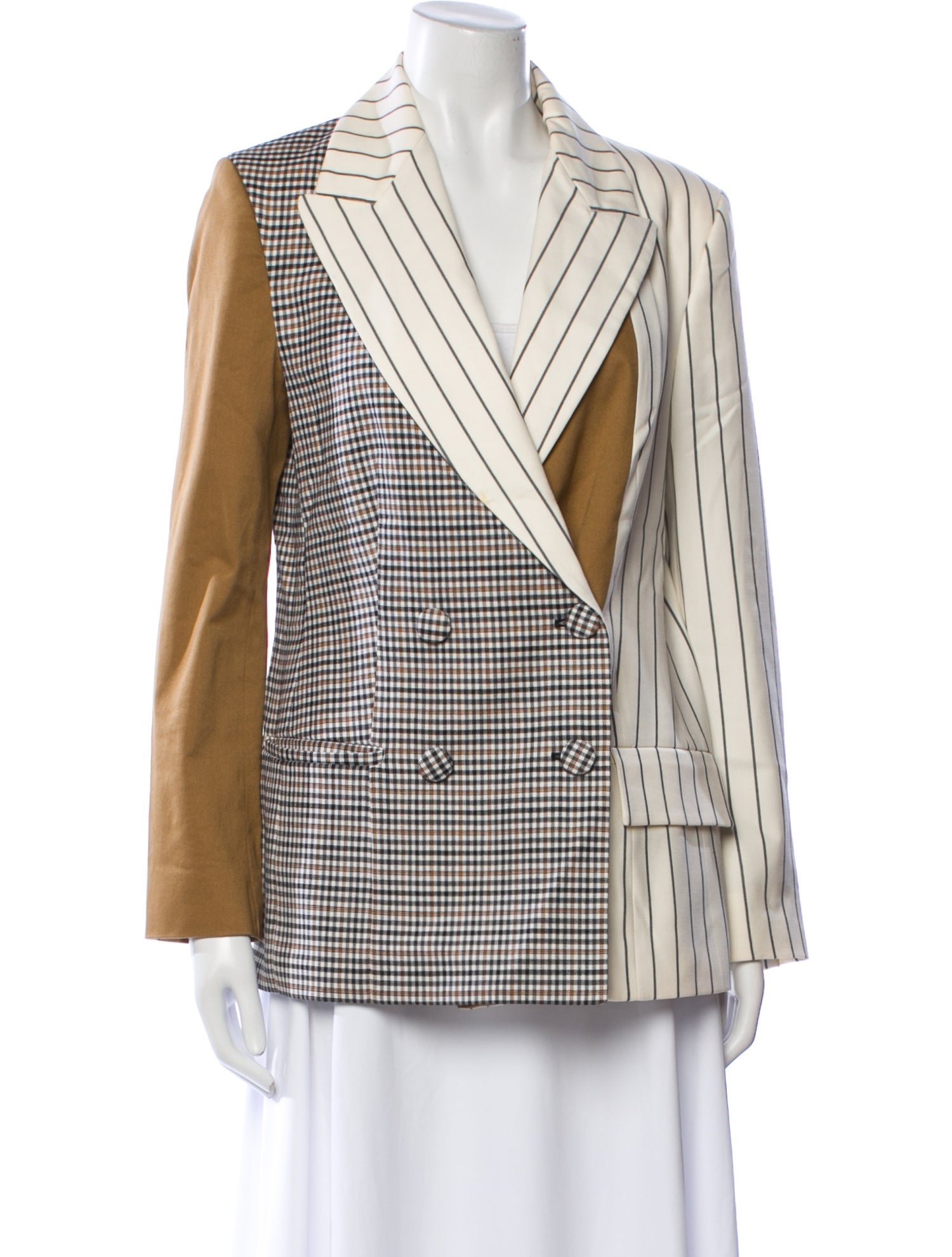 Oscar de la Renta Virgin Wool Plaid Print Blazer