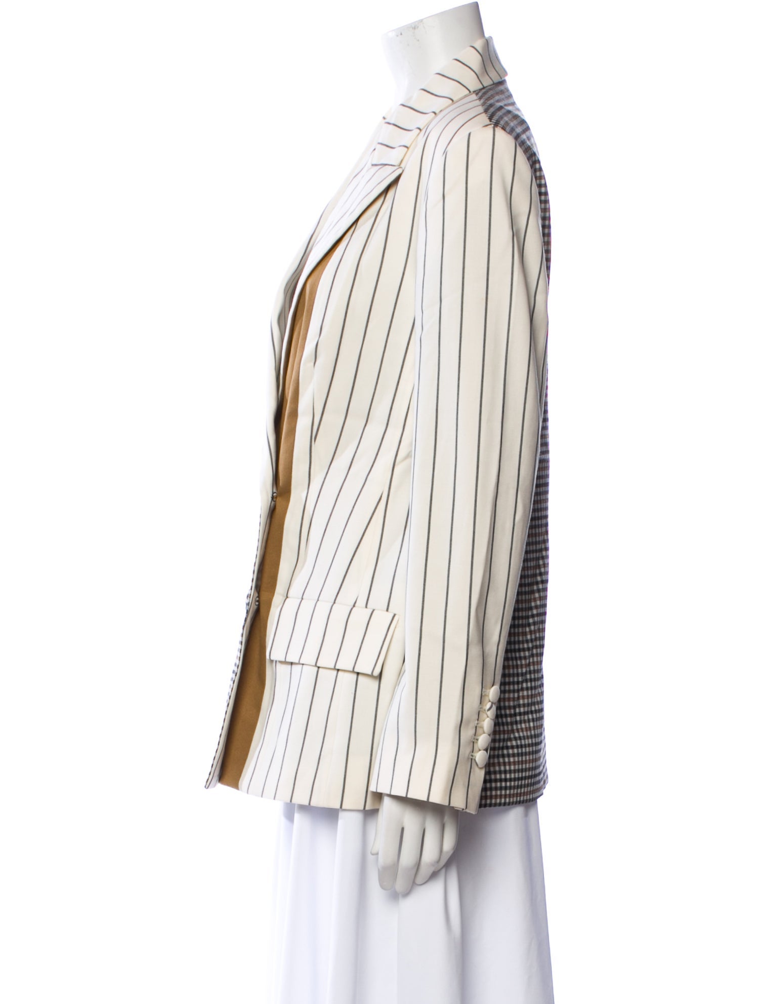 Oscar de la Renta Virgin Wool Plaid Print Blazer