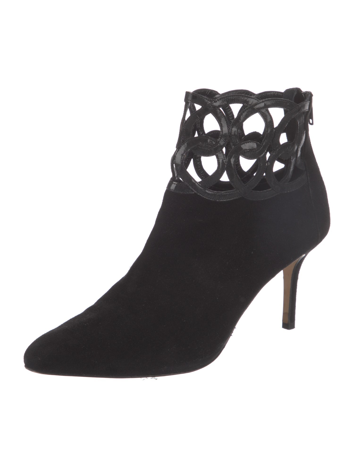 Oscar de la Renta Suede Cutout Accent Boots