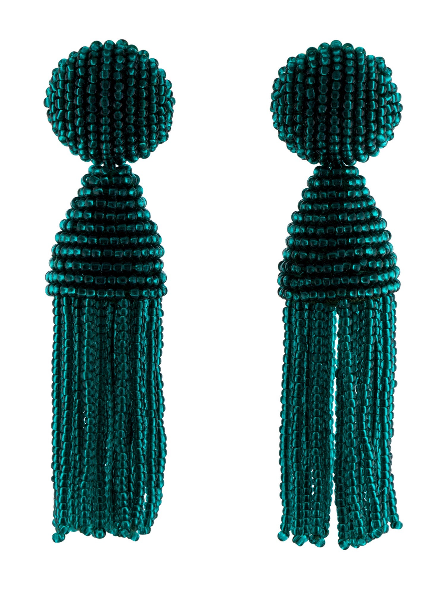 Oscar de la Renta Beaded Classic Short Clip-On Tassel Earrings