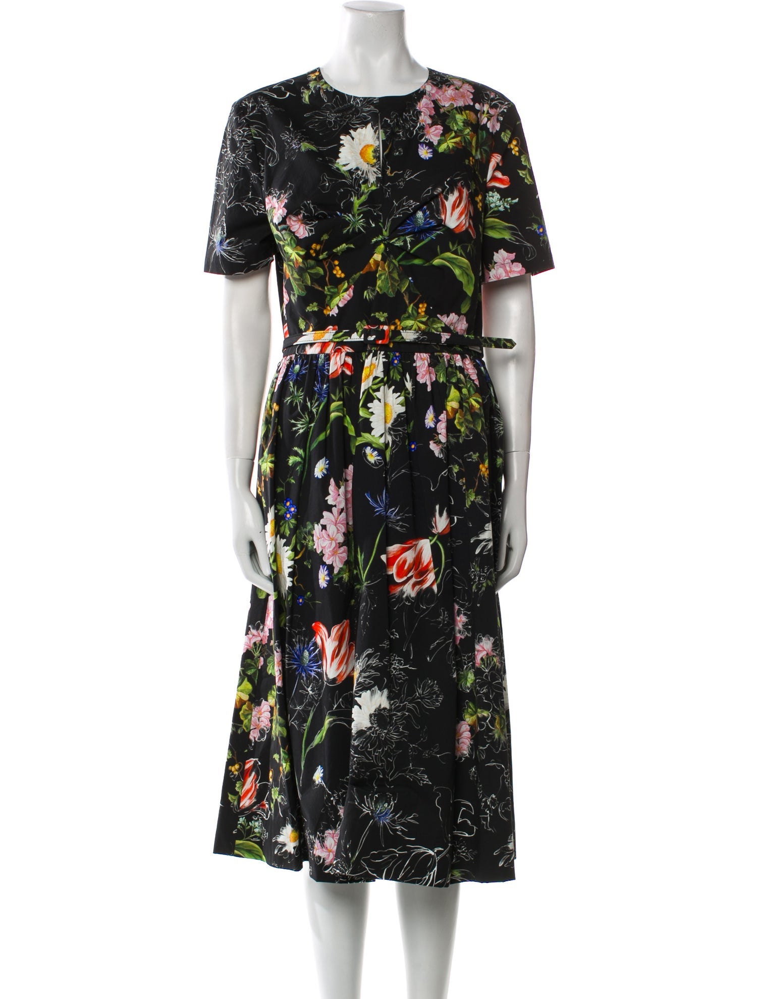 Oscar de la Renta Floral Print Midi Length Dress w/ Tags