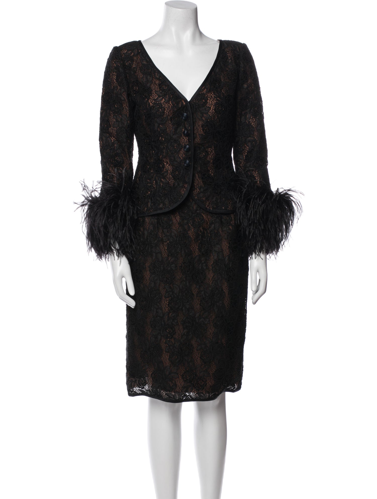 Oscar de la Renta Lace Pattern Skirt Suit