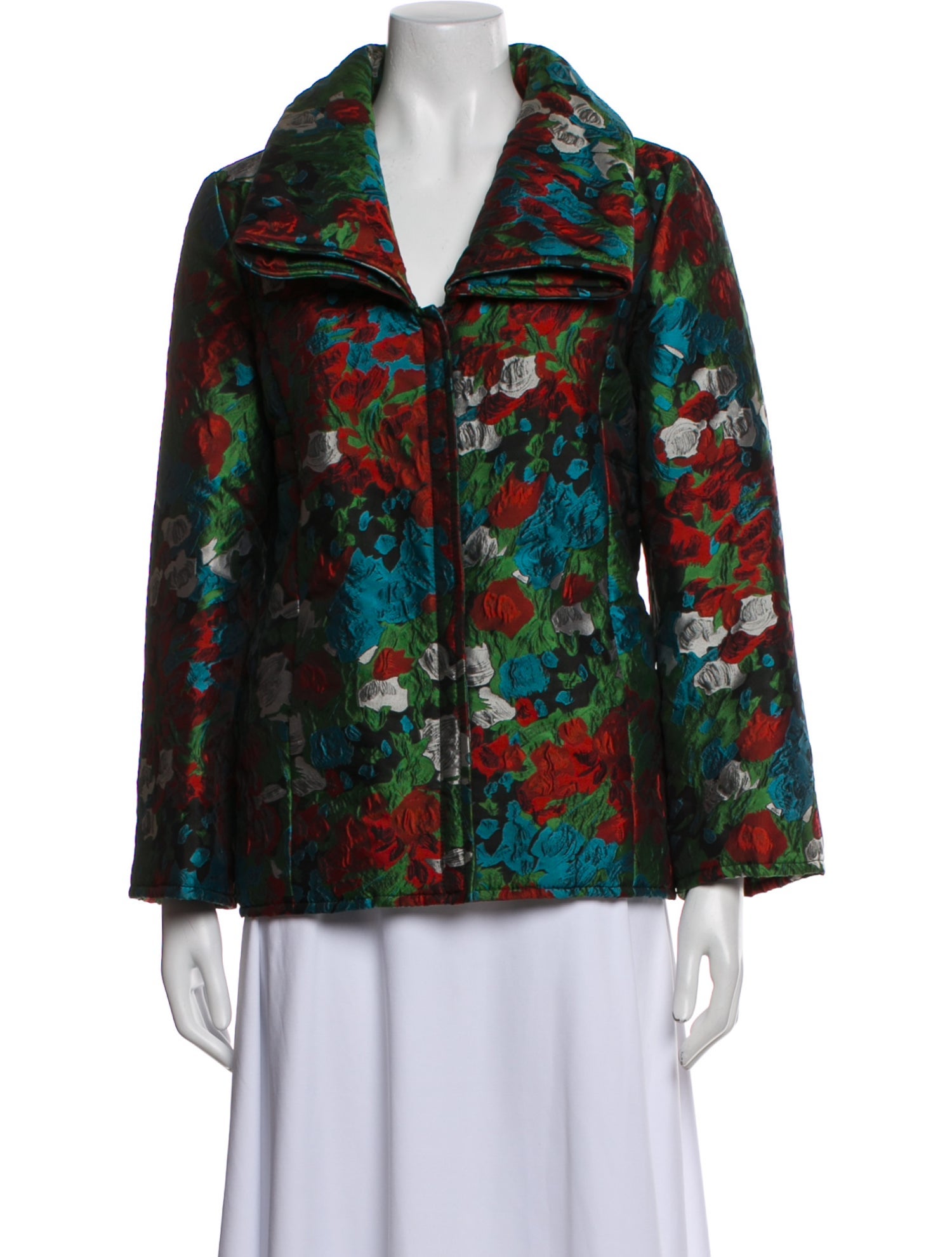 Oscar de la Renta Silk Floral Print Jacket