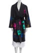 Oscar de la Renta Linen Floral Print Trench Coat
