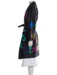 Oscar de la Renta Linen Floral Print Trench Coat