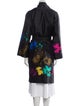 Oscar de la Renta Linen Floral Print Trench Coat