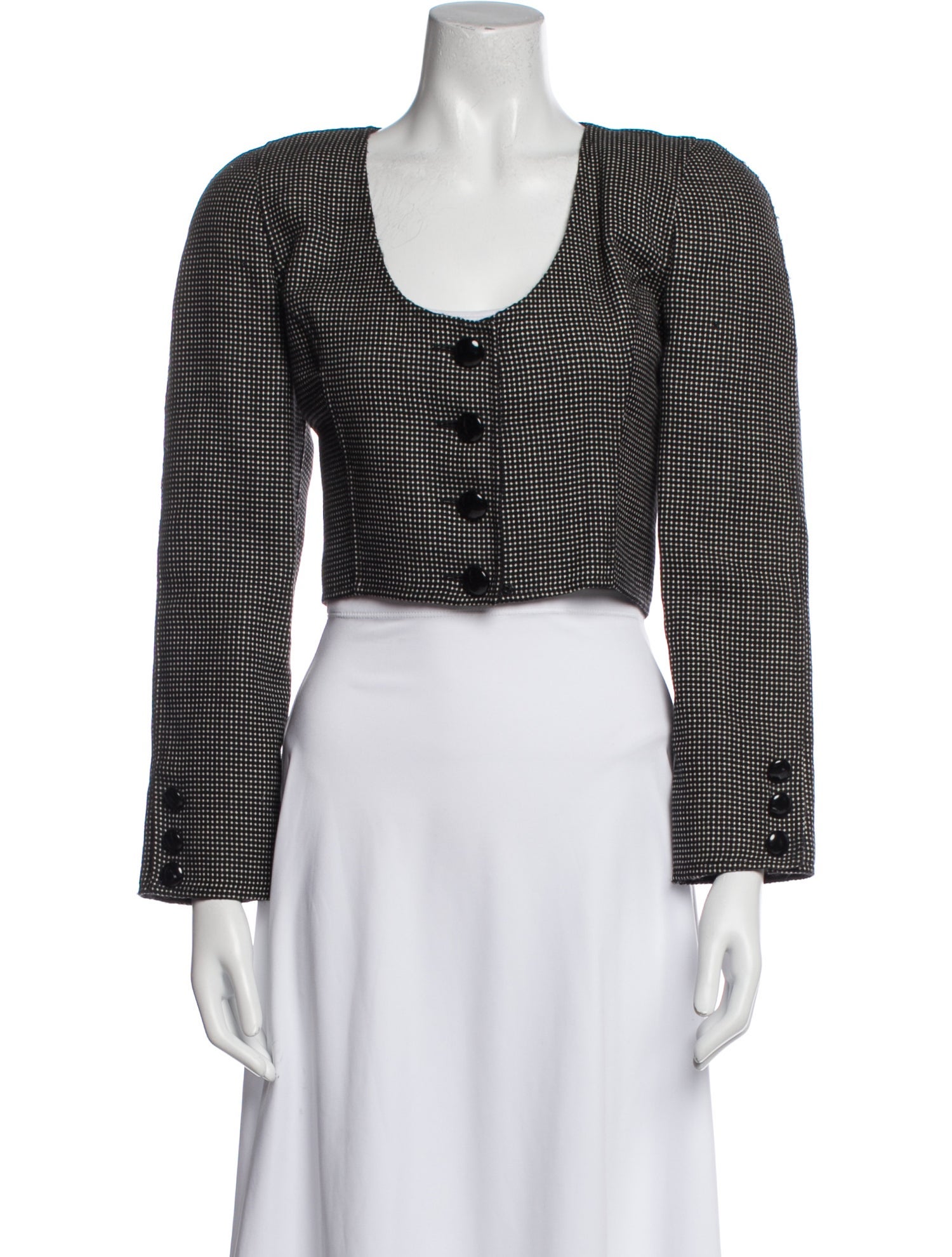 Oscar de la Renta Wool Polka Dot Print Evening Jacket