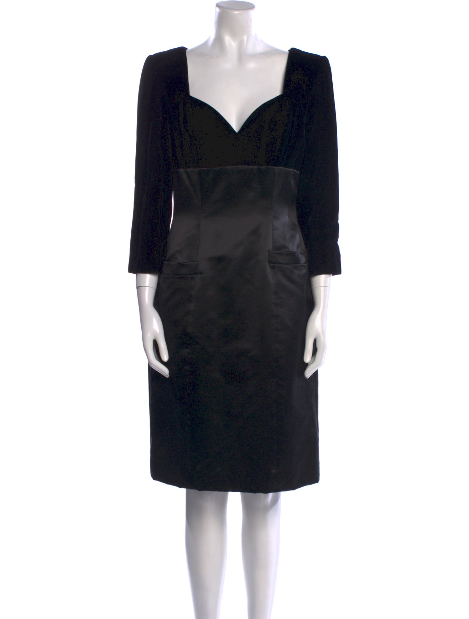 Oscar de la Renta Square Neckline Knee-Length Dress