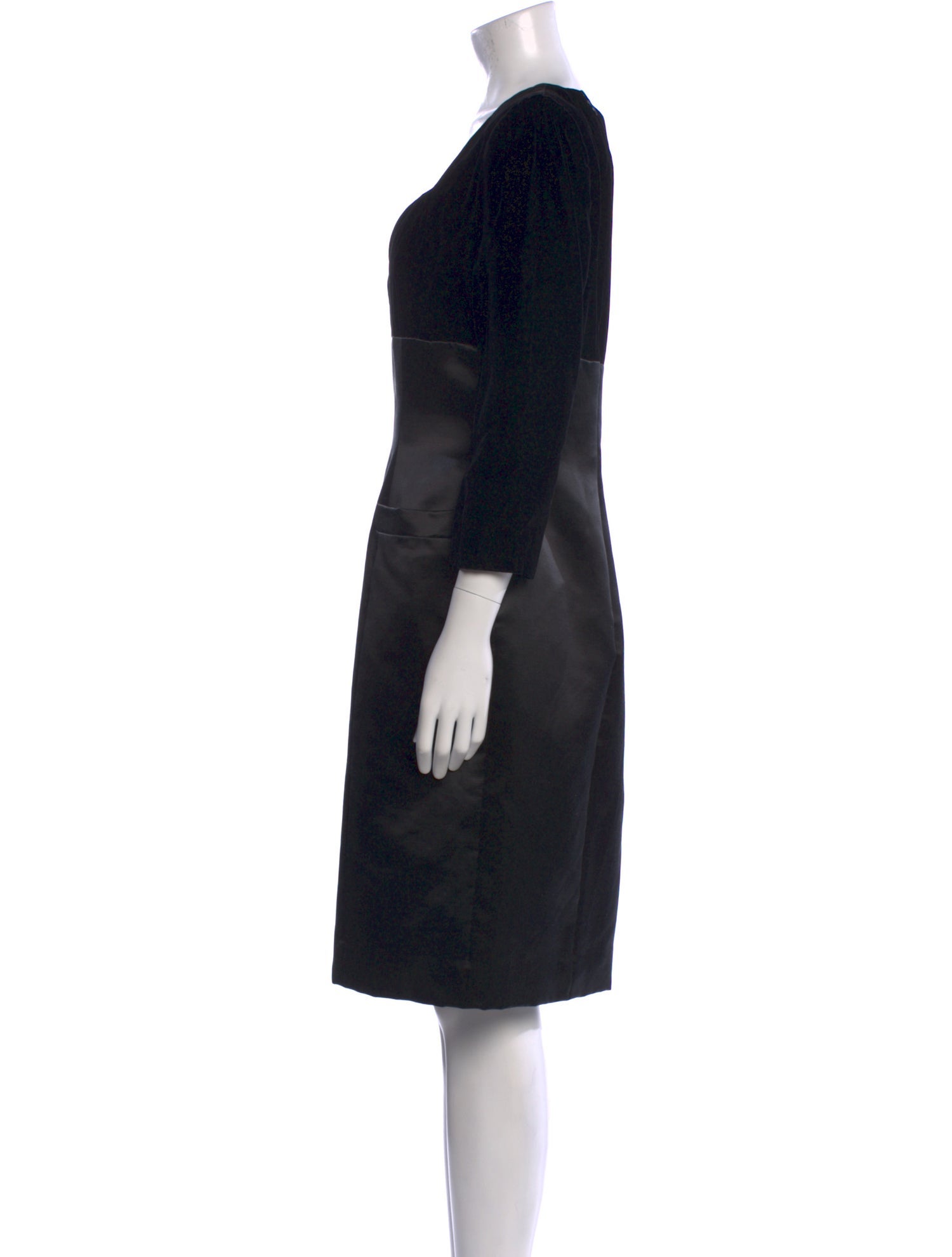 Oscar de la Renta Square Neckline Knee-Length Dress