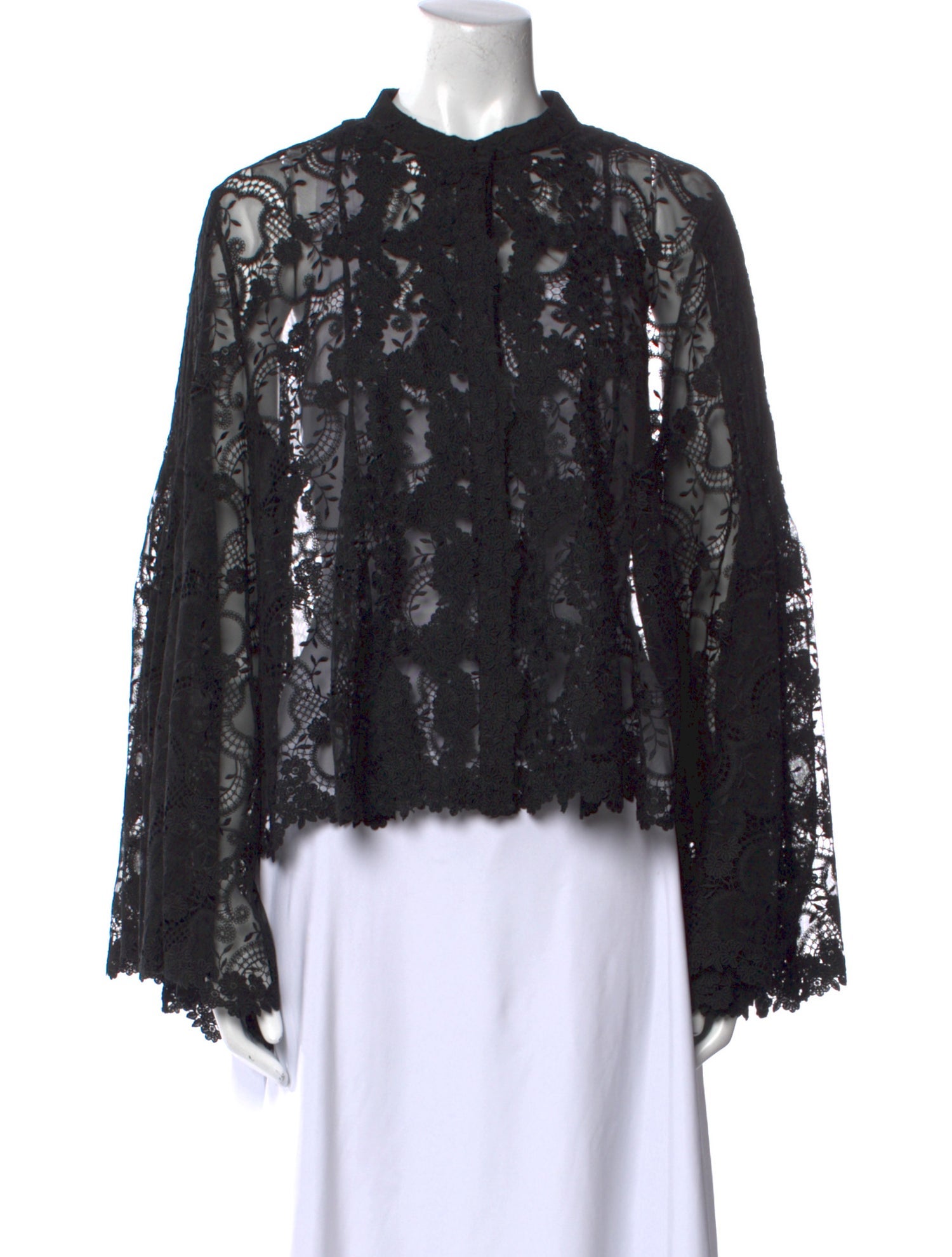 Oscar de la Renta Silk Lace Pattern Blouse