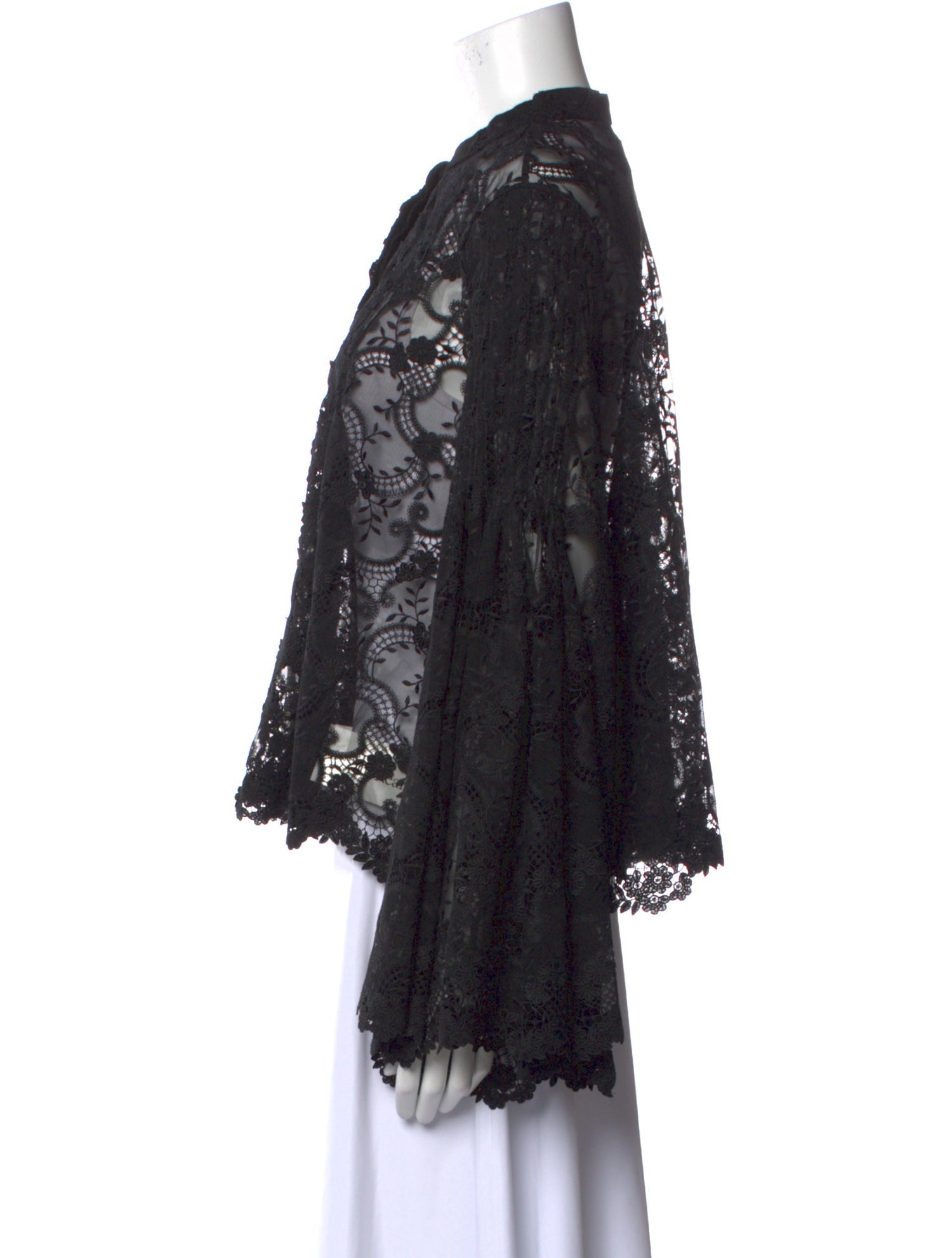 Oscar de la Renta Silk Lace Pattern Blouse