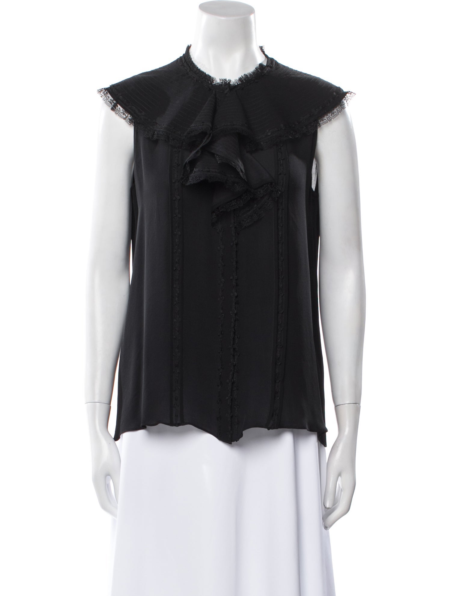 Oscar de la Renta Silk Crew Neck Blouse