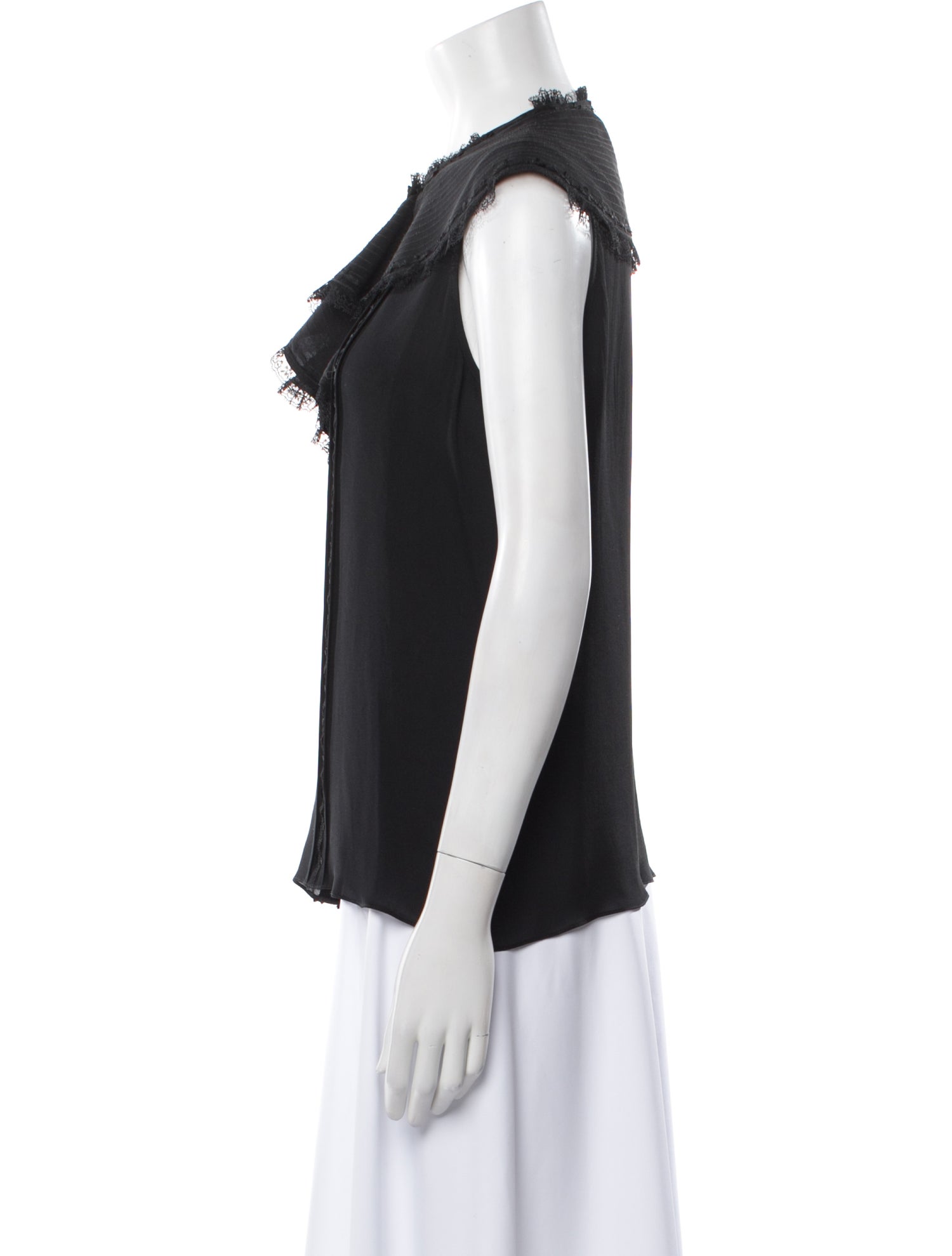 Oscar de la Renta Silk Crew Neck Blouse