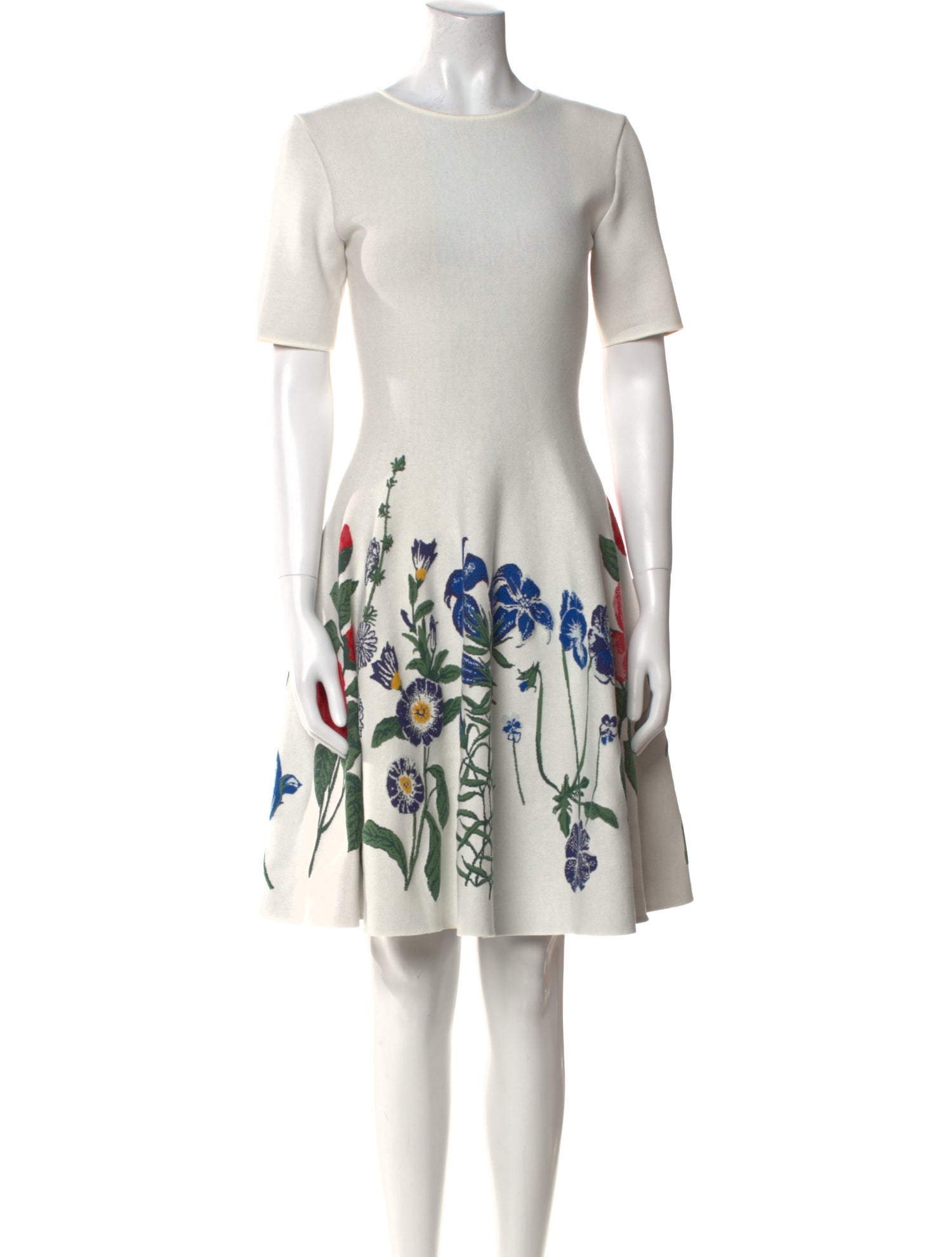 Oscar de la Renta Floral Print Knee-Length Dress