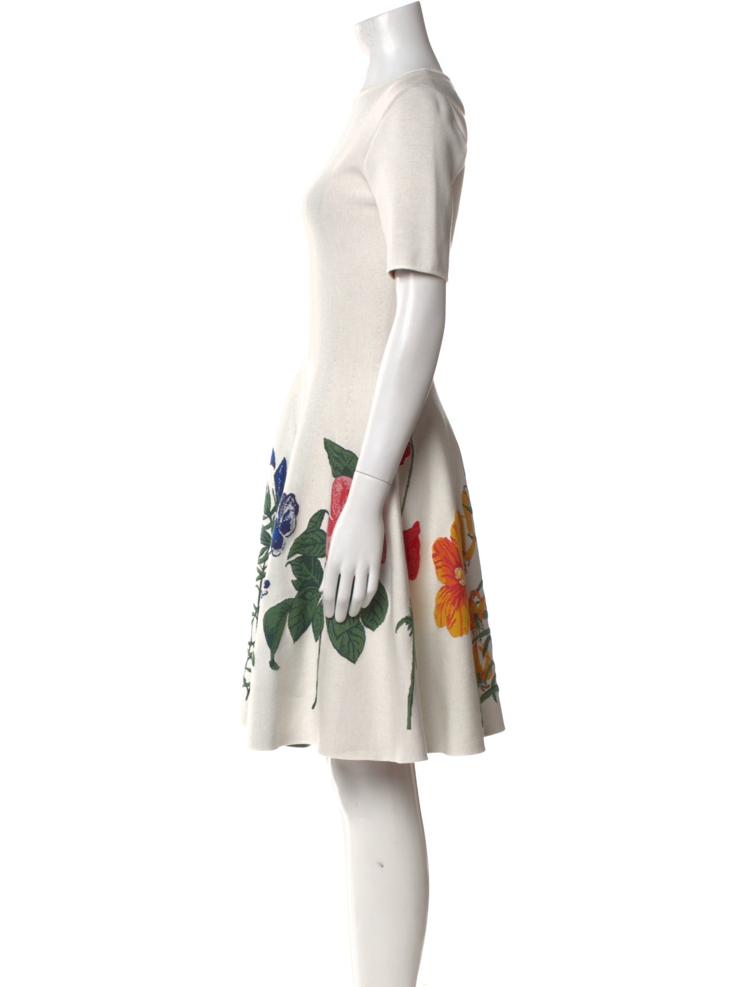 Oscar de la Renta Floral Print Knee-Length Dress