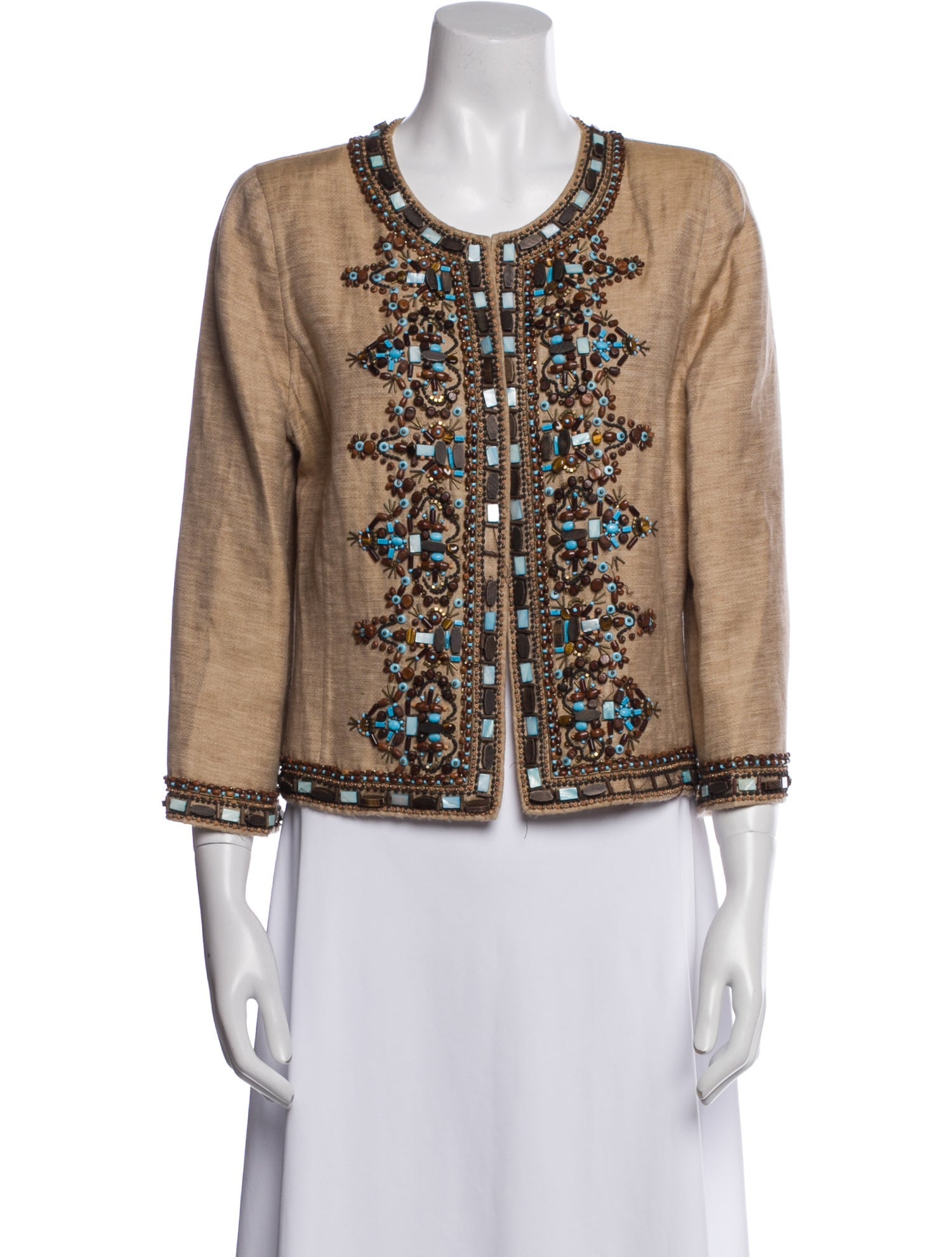 Oscar de la Renta Wool Printed Evening Jacket