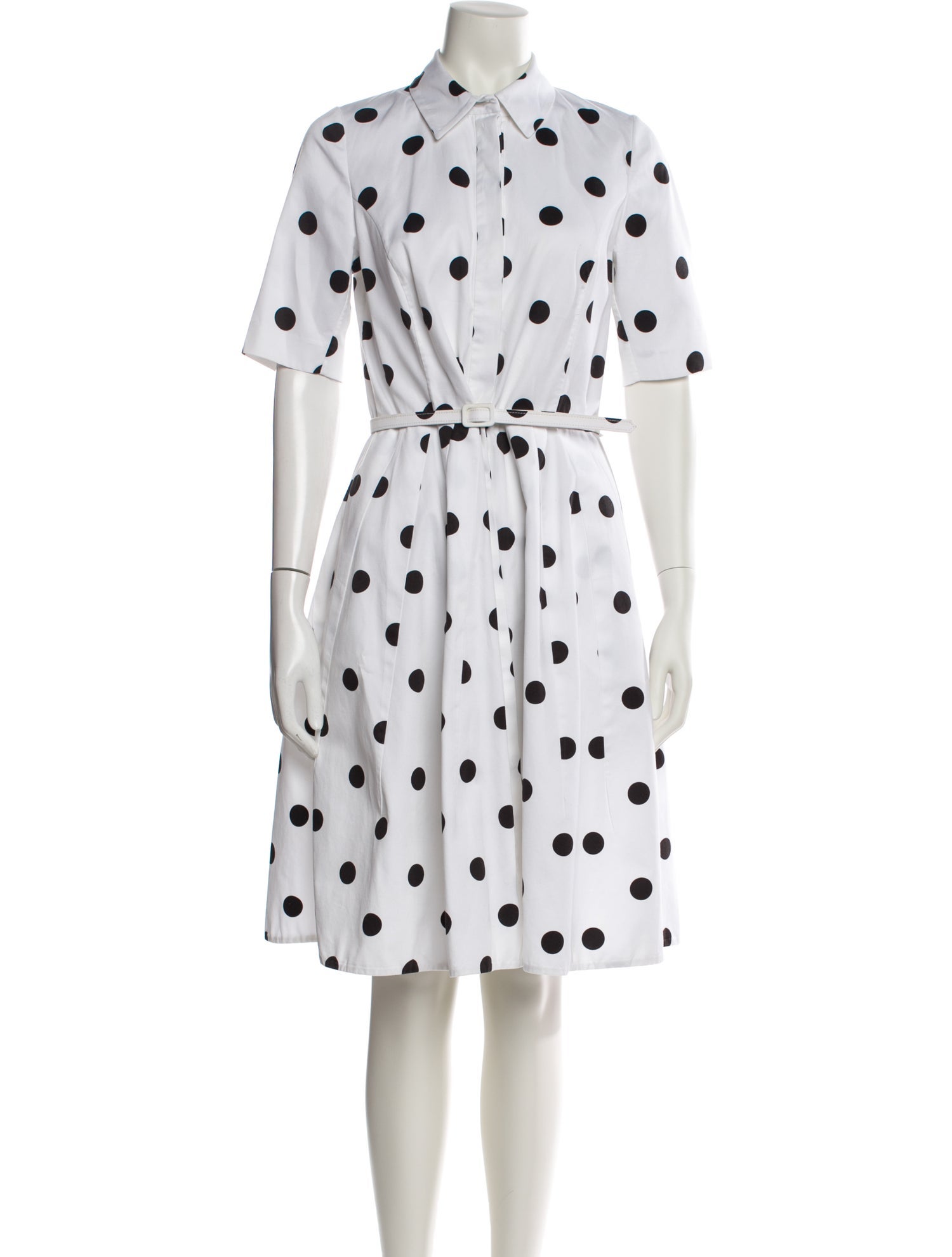 Oscar de la Renta Polka Dot Print Knee-Length Dress