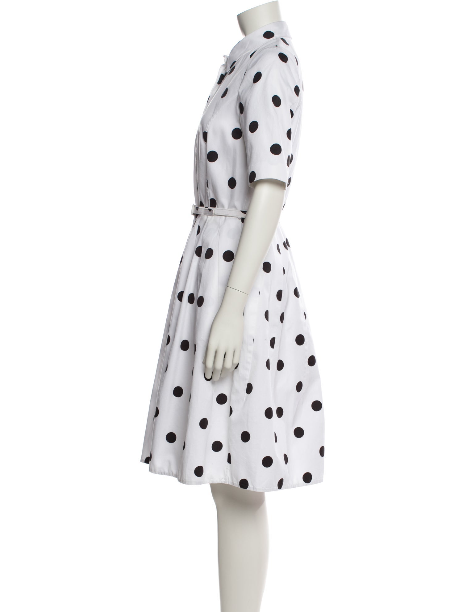 Oscar de la Renta Polka Dot Print Knee-Length Dress
