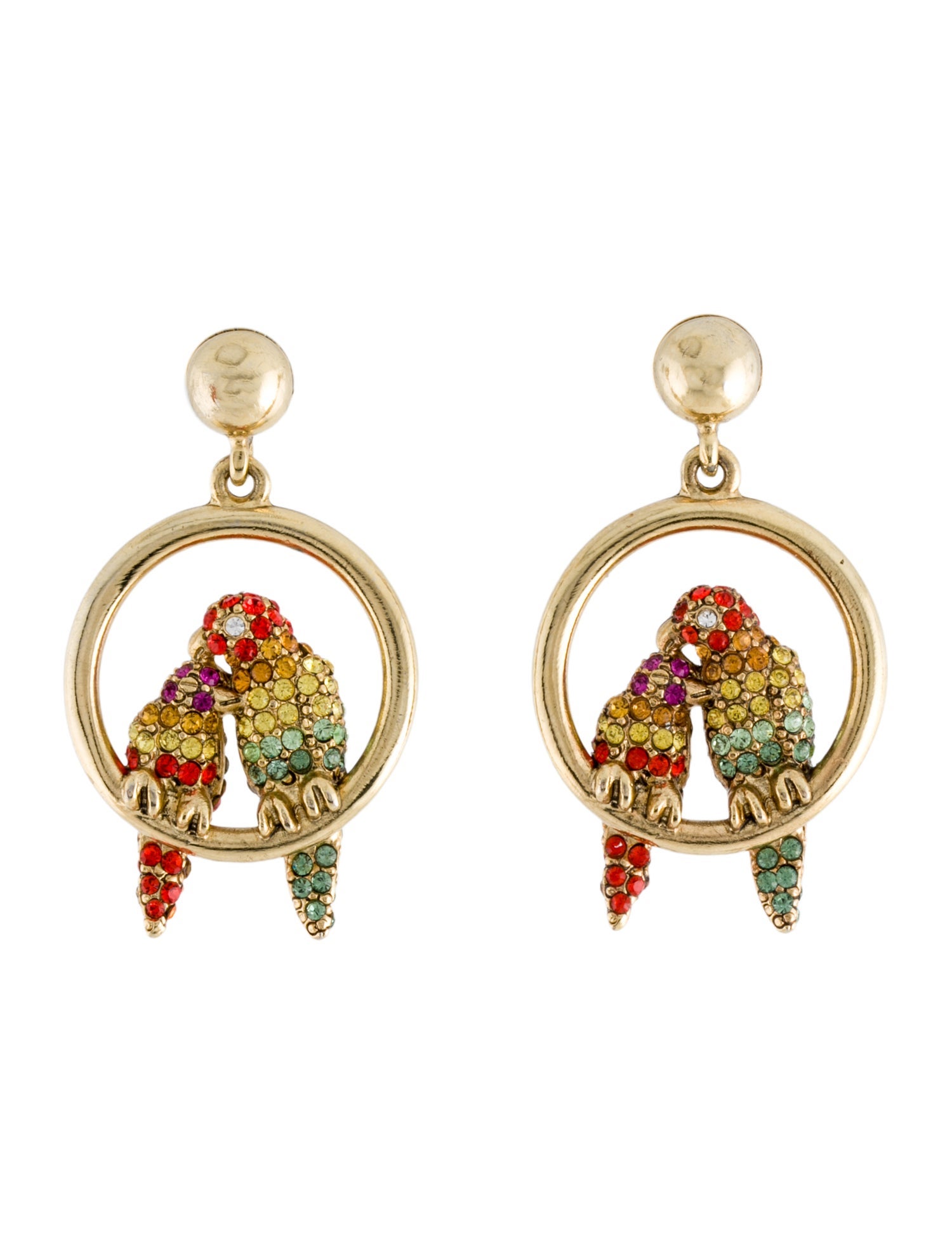 Oscar de la Renta Crystal Lovebird Drop Earrings