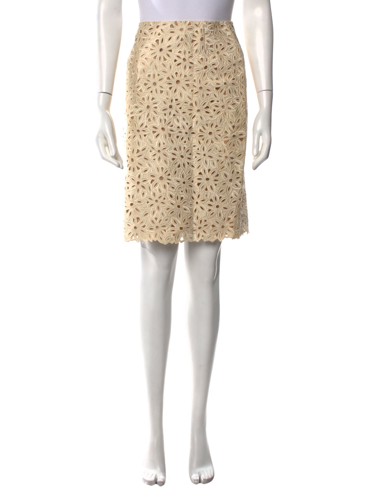 Oscar de la Renta Lace Pattern Knee-Length Skirt