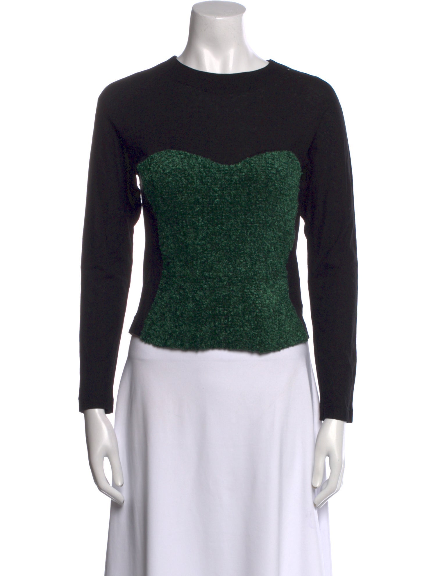 Oscar de la Renta Colorblock Pattern Crew Neck Sweater