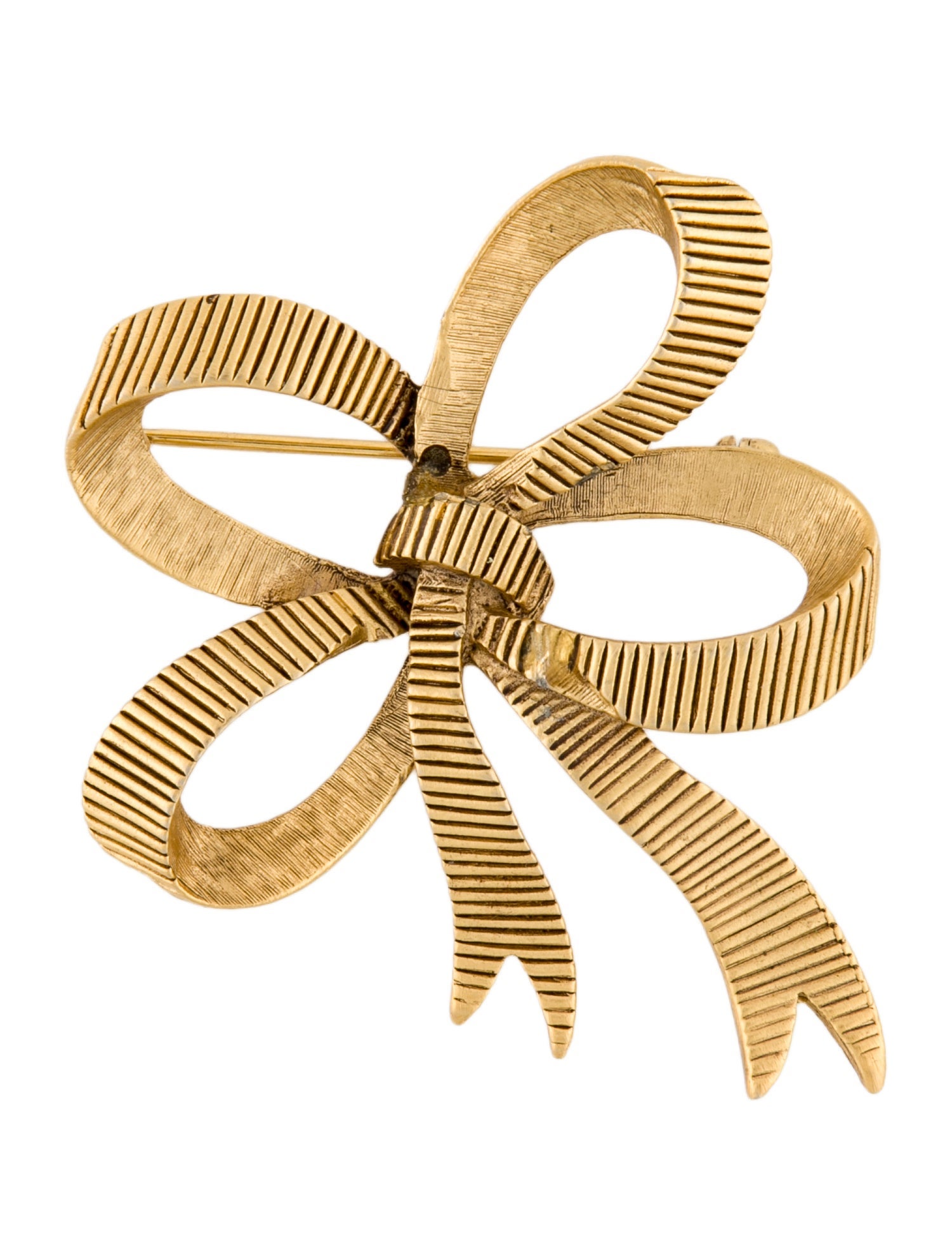 Oscar de la Renta Vintage Textured Bow Pin Brooch