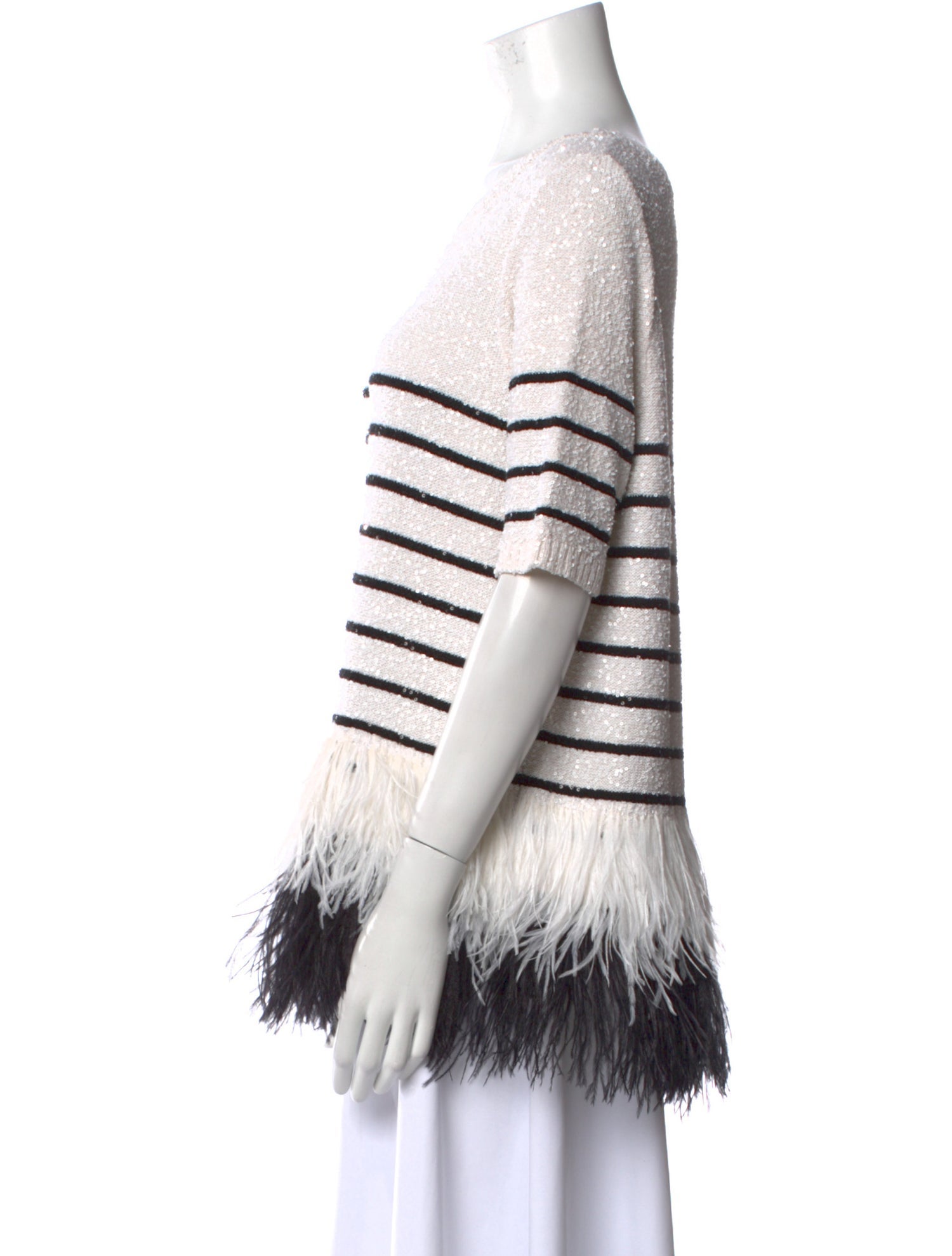 Oscar de la Renta Silk Striped T-Shirt