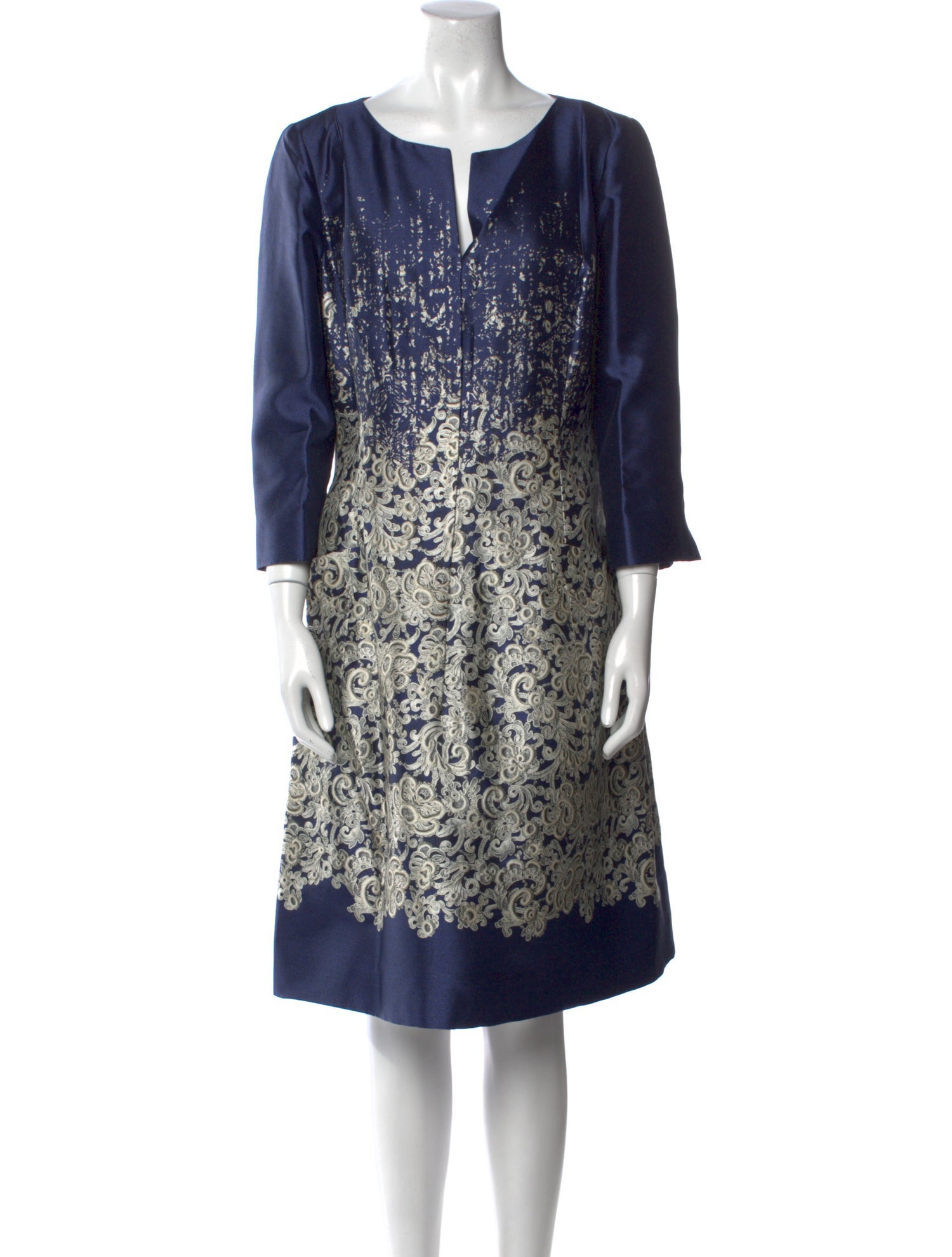 Oscar de la Renta Printed Midi Length Dress