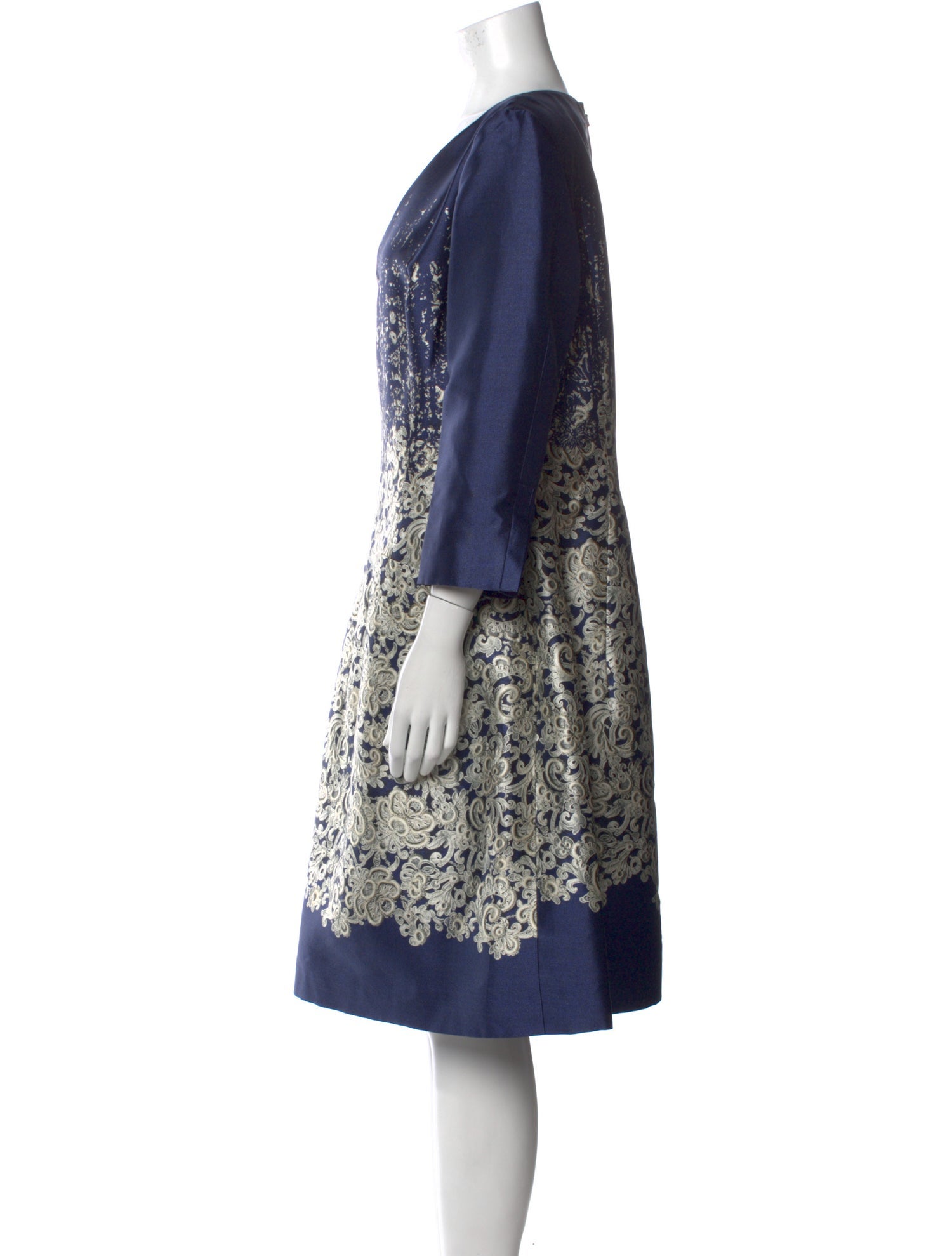 Oscar de la Renta Printed Midi Length Dress