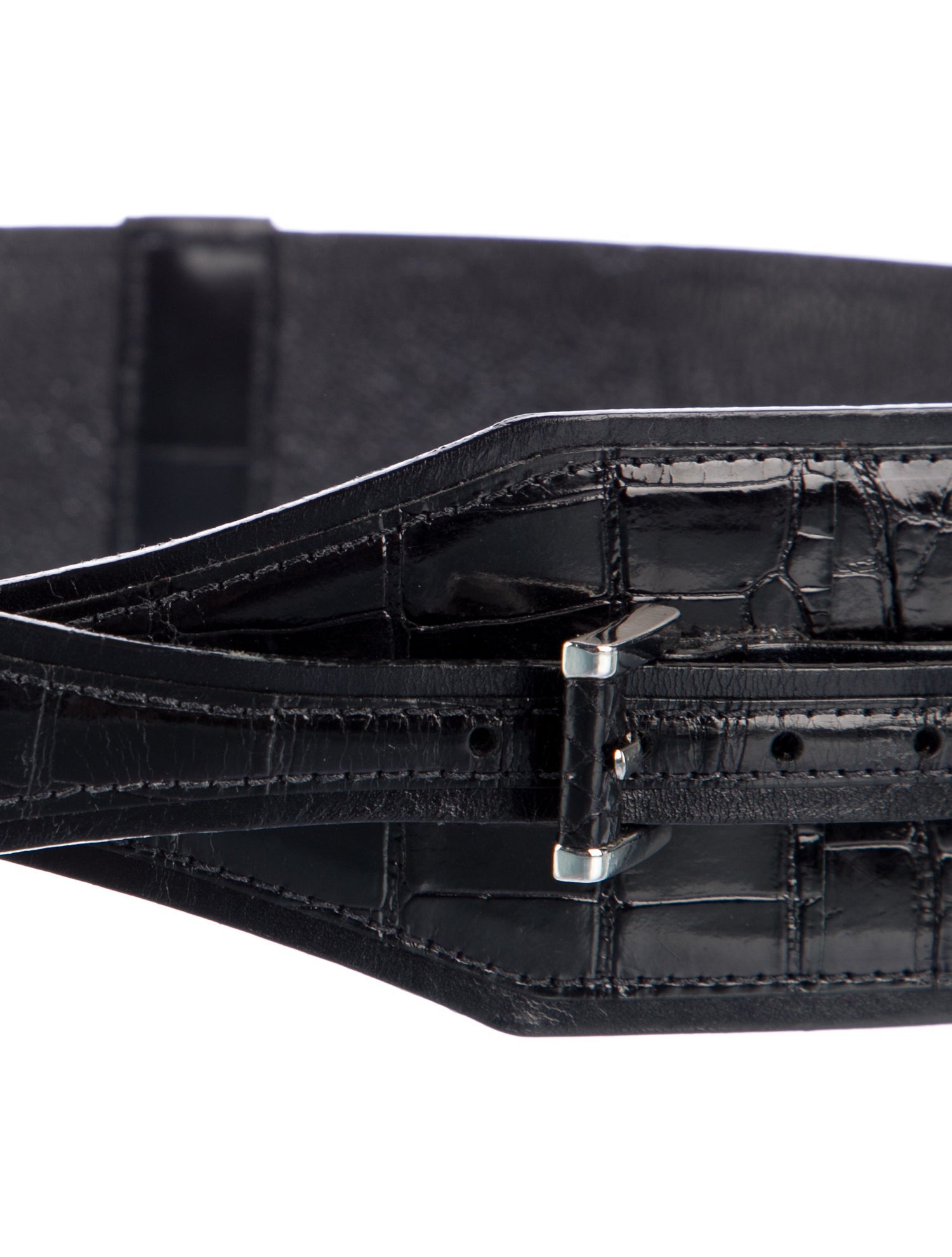 Oscar de la Renta Wide Alligator Waist Belt