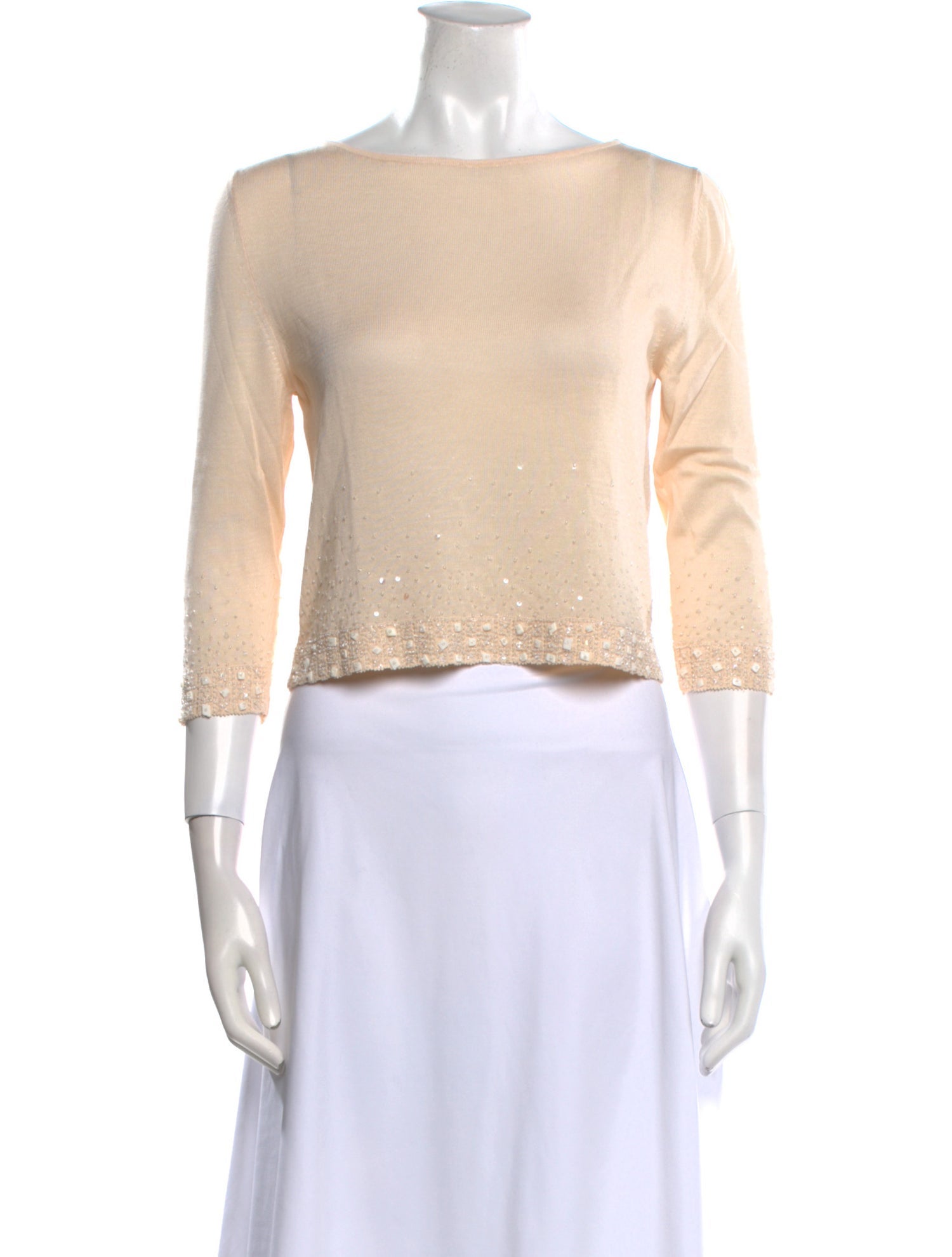 Oscar de la Renta Silk Bateau Neckline Sweater