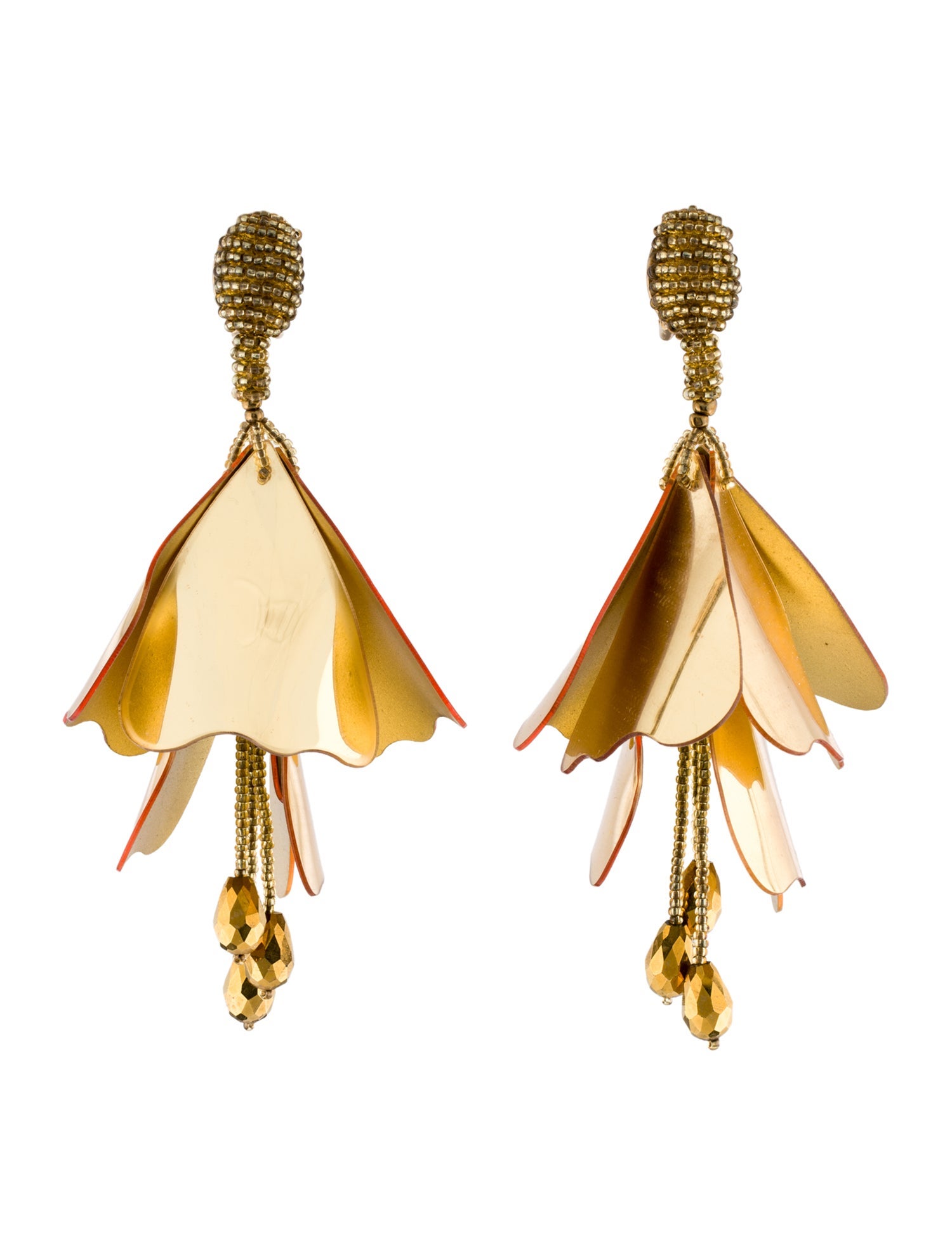 Oscar de la Renta Impatiens Flower Drop Earrings