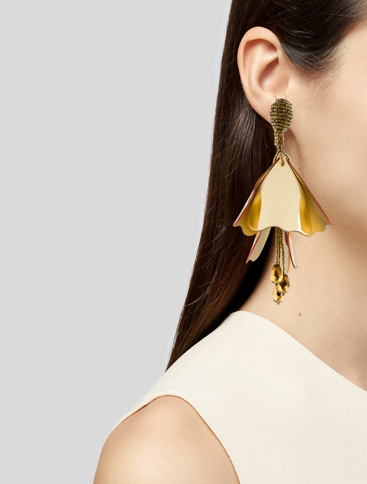 Oscar de la Renta Impatiens Flower Drop Earrings