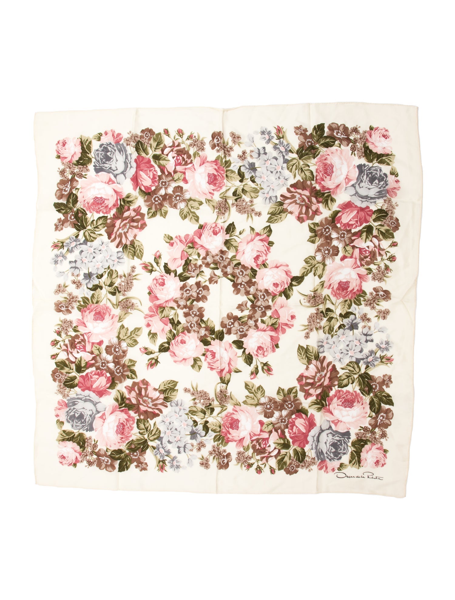 Oscar de la Renta Silk Floral Print Scarf