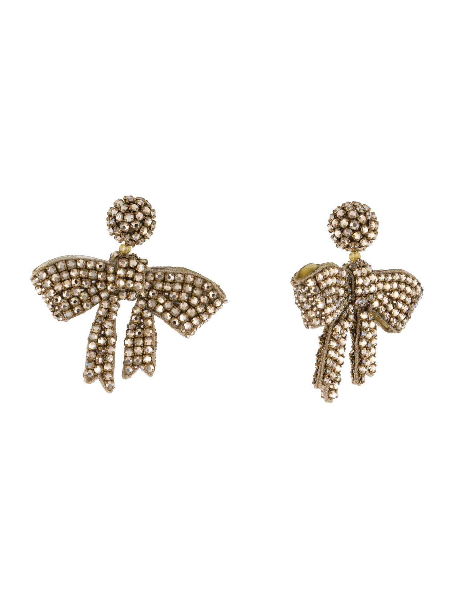 Oscar de la Renta Crystal & Fabric Bow Drop Earrings
