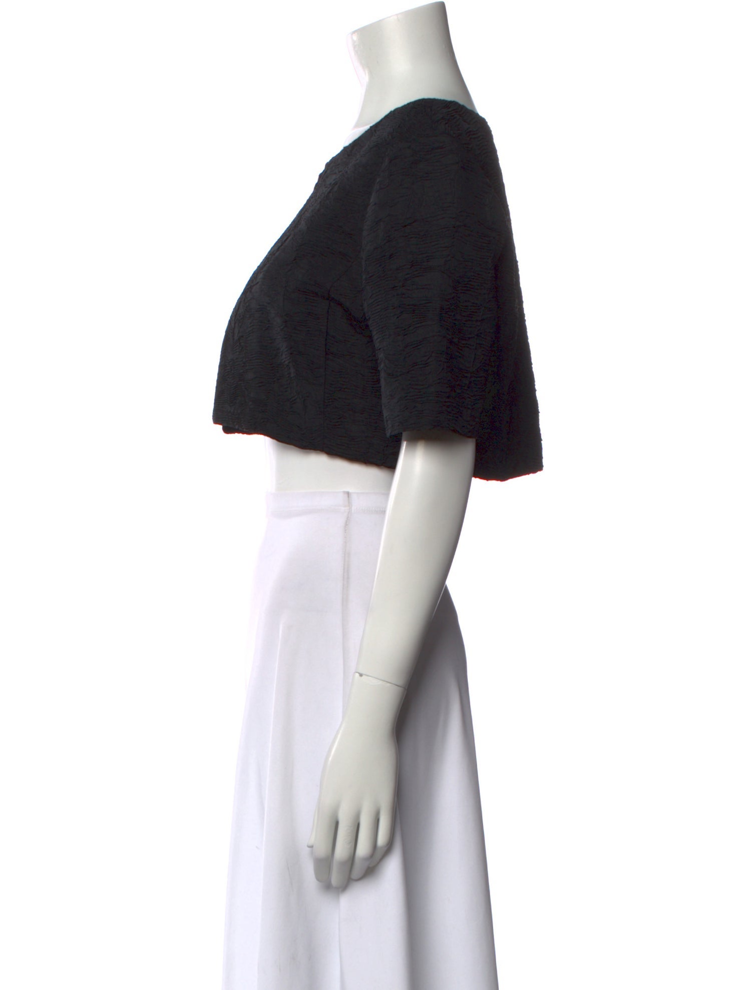 Oscar de la Renta Silk Crew Neck Crop Top