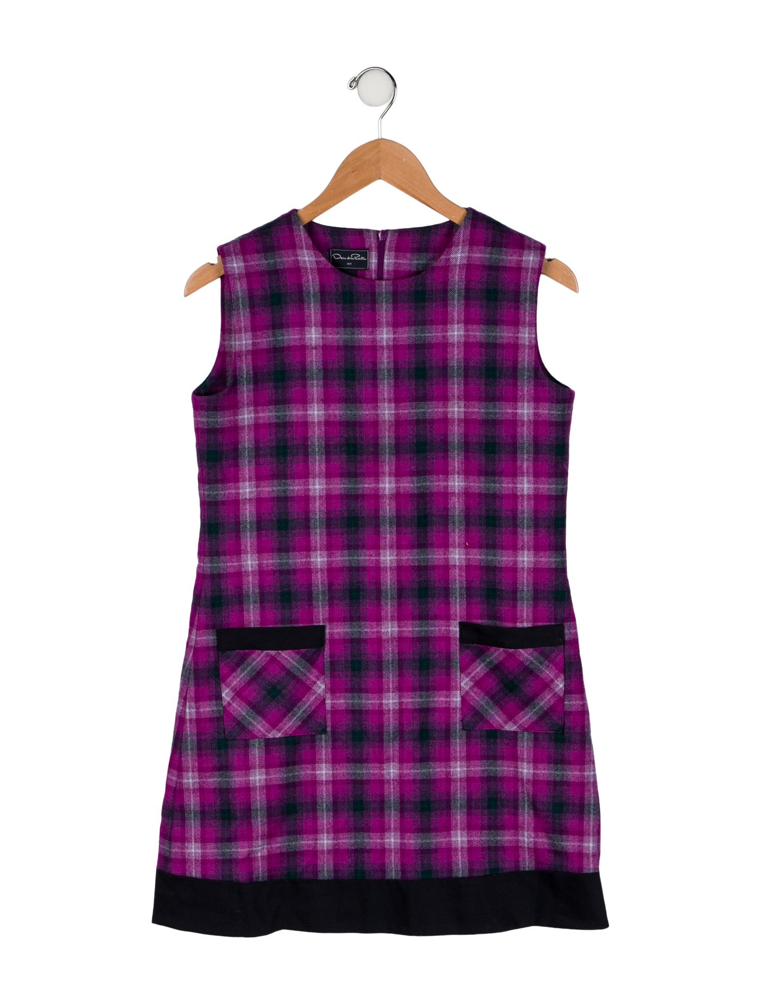 Oscar de la Renta Girls' Plaid Printed Sleeveless Dress